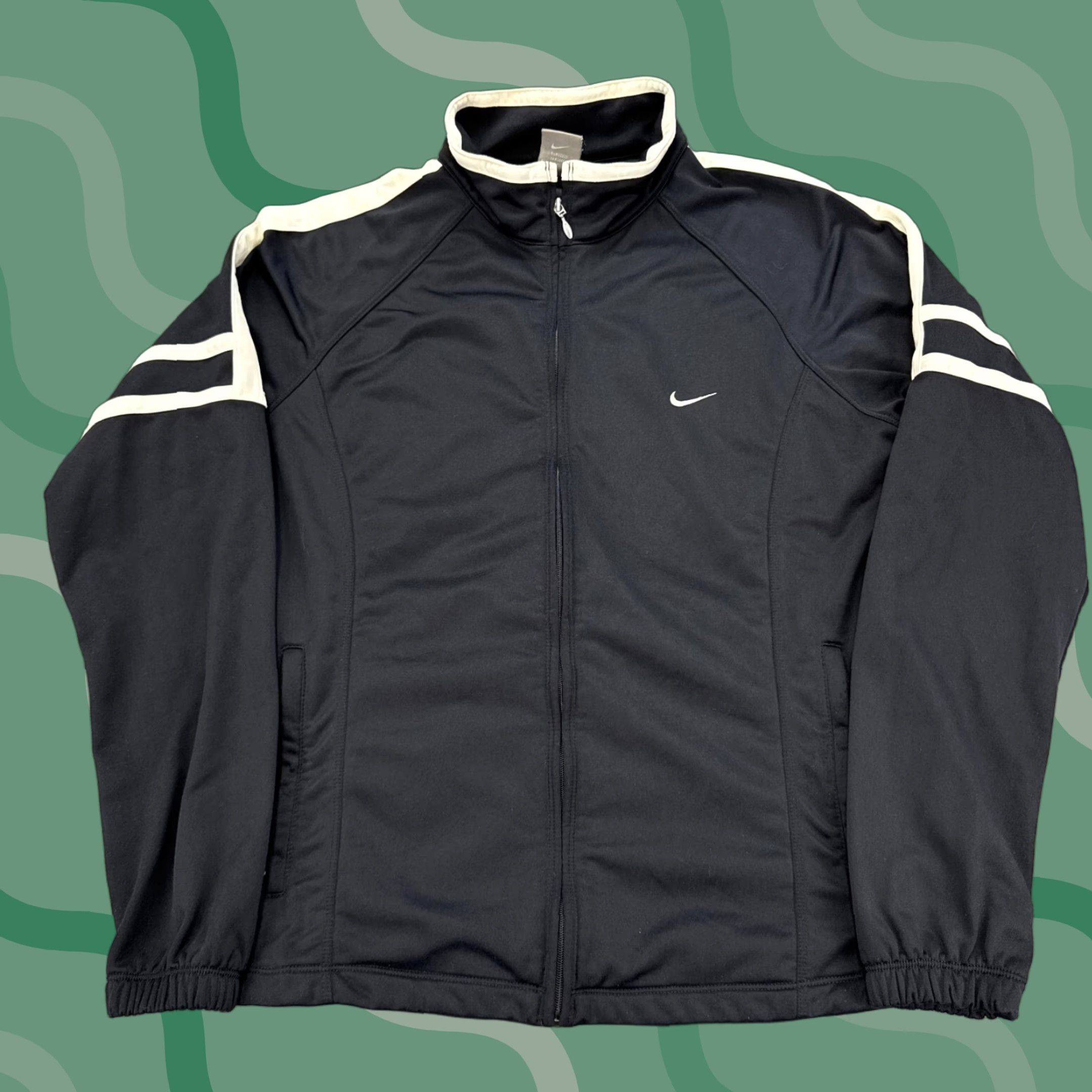 Nike VINTAGE Nike Track Jacket Womens XL Black Satin Full Zip Grunge Y2K Punk Size XL / US 12-14 / IT 48-50 - 1 Thumbnail