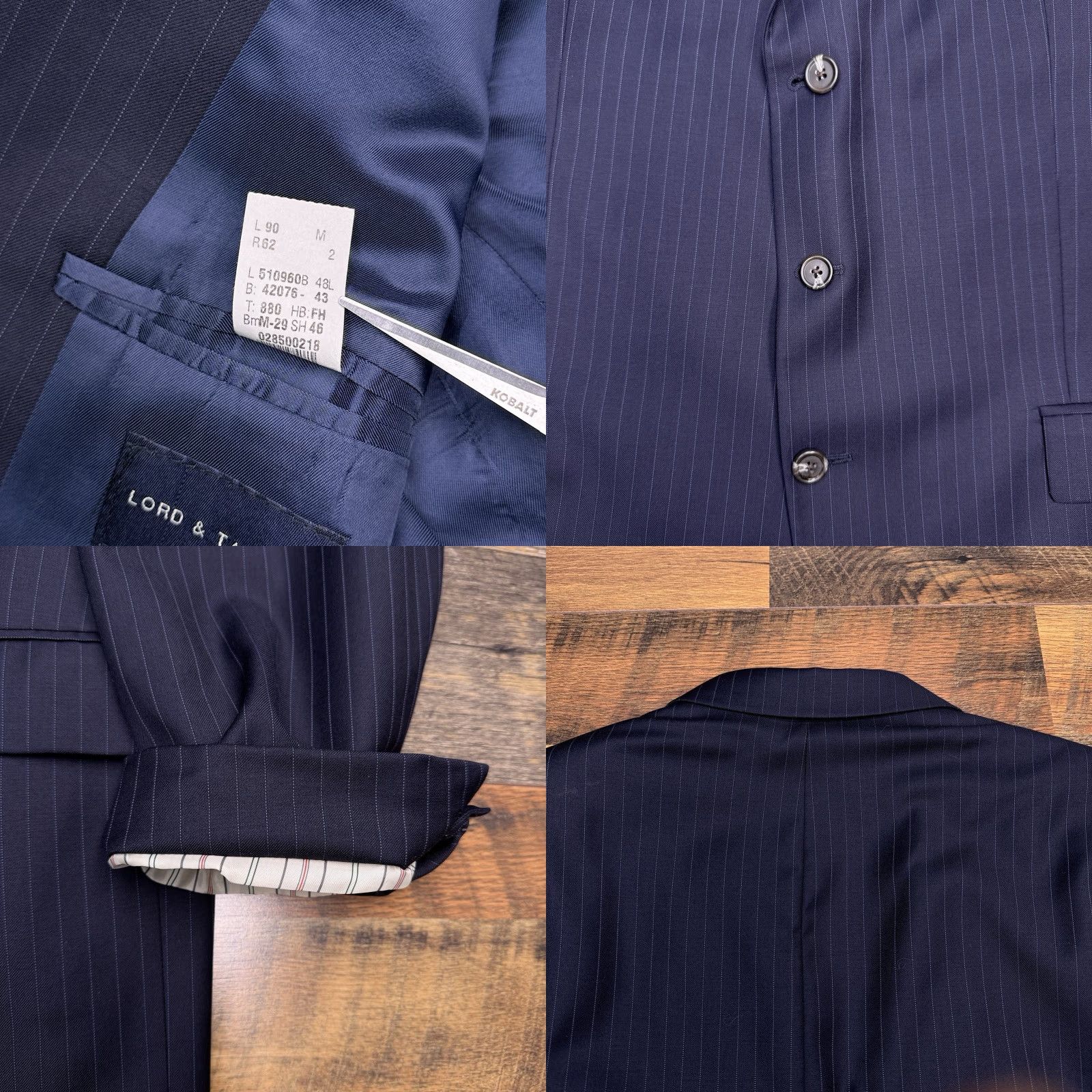 Ralph Lauren Lauren Ralph Lauren Suit Jacket Blazer Men 48 Long Navy Wool Striped Notch Lapel Two-Button Single-Breasted Dry Clean Only Size 48R - 8 Thumbnail