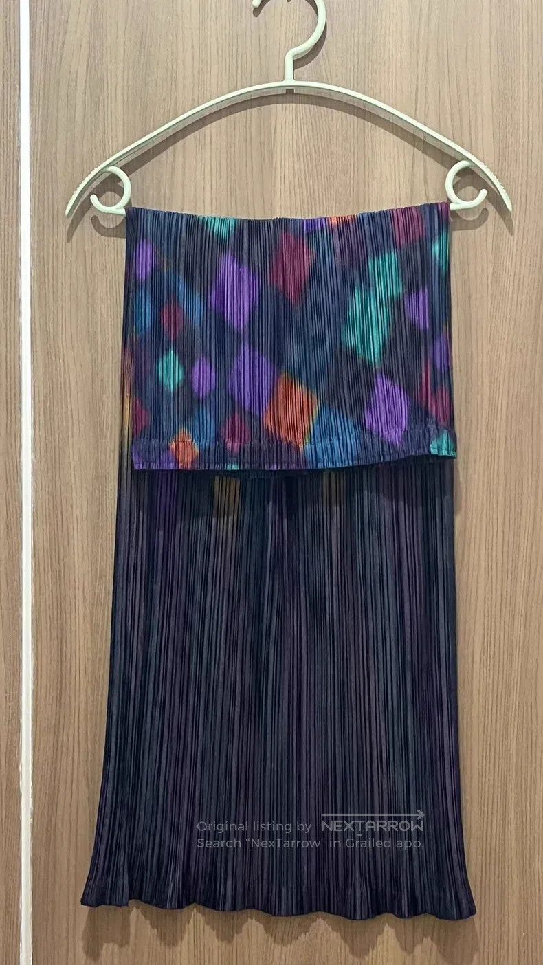 Issey Miyake Issey Miyake size:3 Aurora Color-Block Midi Skirt Size 22" - 1 Thumbnail