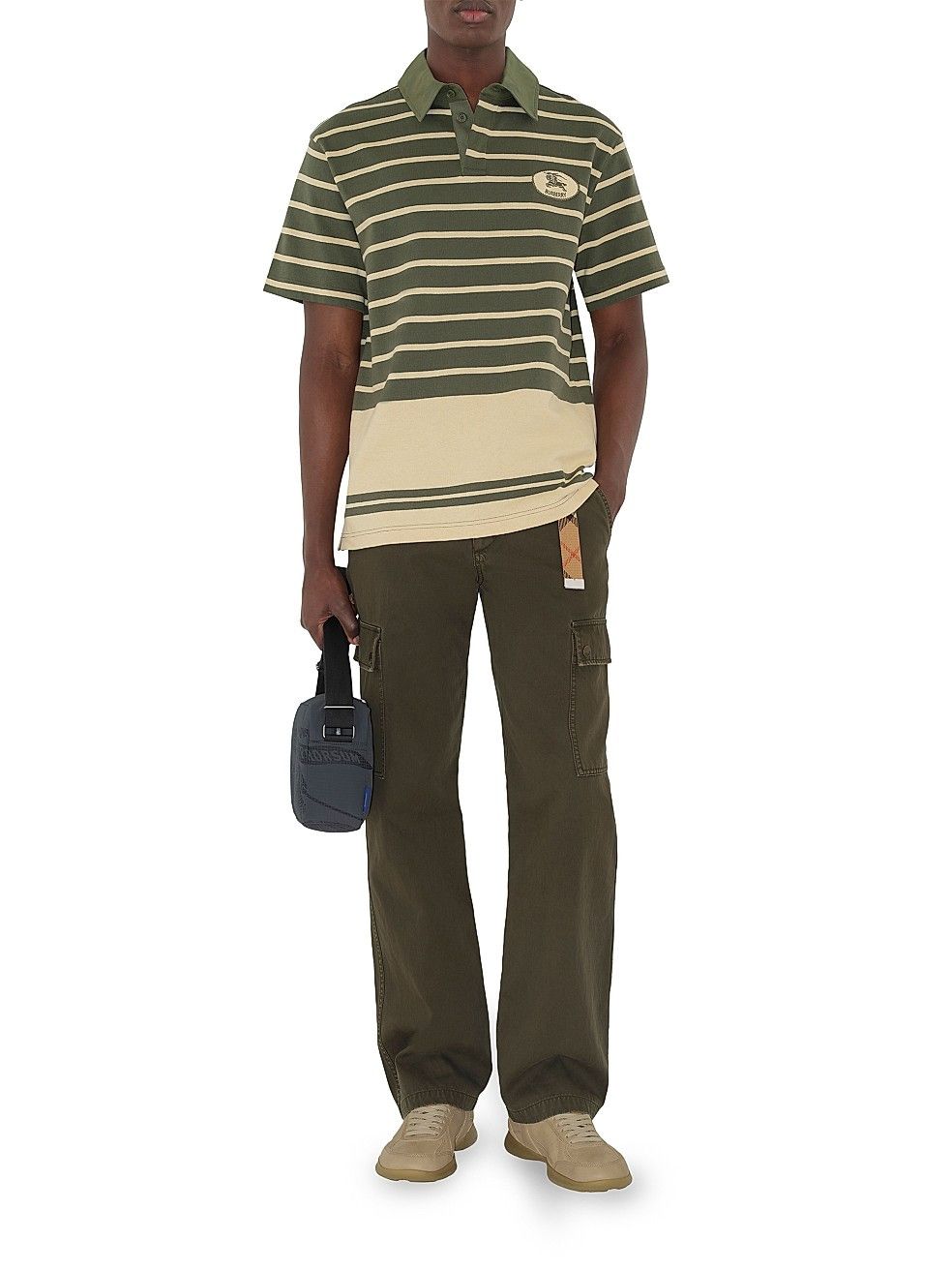 Burberry os11x0326 Striped Polo Shirt in Green/Beige Size US L / EU 52-54 / 3 - 2 Thumbnail