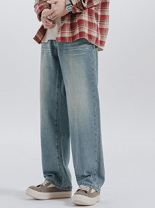 Japanese Brand American retro loose raw edge high street wide leg jeans Size US 32 / EU 48 - 2 Thumbnail