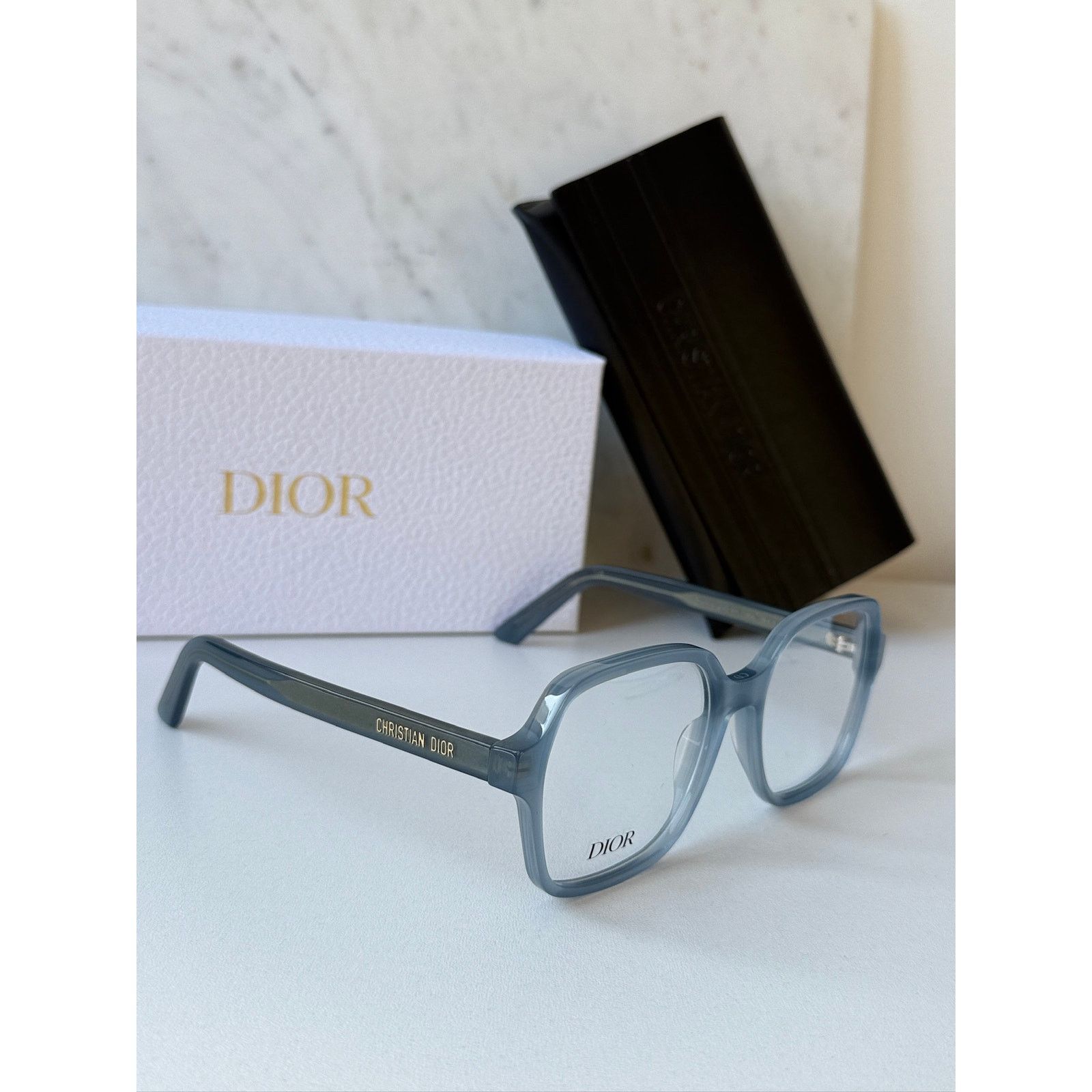 Dior NEW Dior DiorMidnightO S1I Square Eyeglasses Frames in Blue Size ONE SIZE - 3 Thumbnail