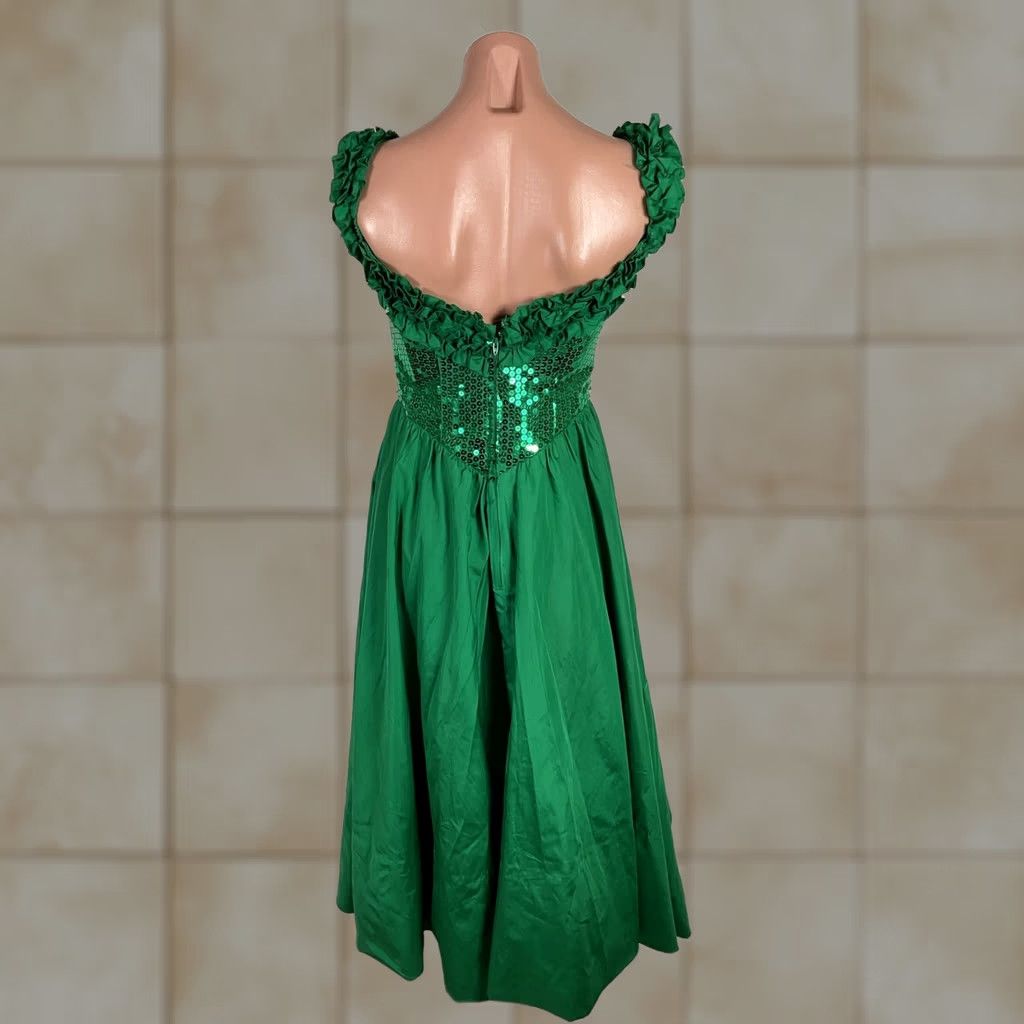 green 80s prom dress Vintage Sequin and Ruffle Alyce Designs Off Shoulder Puffy 6 Dress Womens feed-customproduct