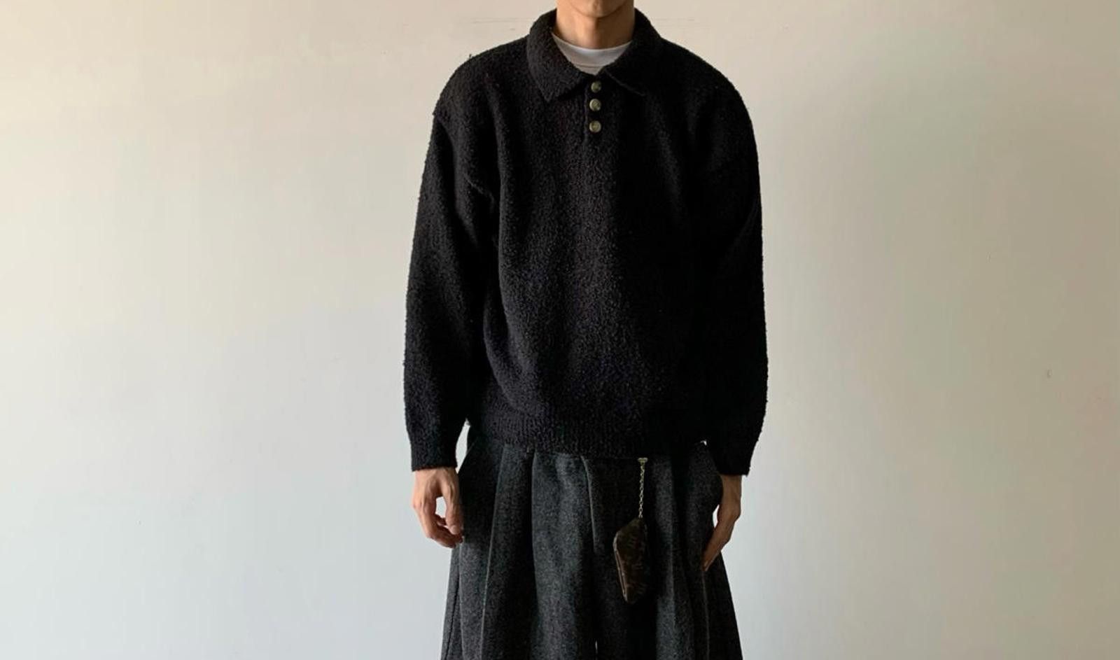 Other Cozy Black Sweater with Buttons Size US L / EU 52-54 / 3 - 1 Thumbnail