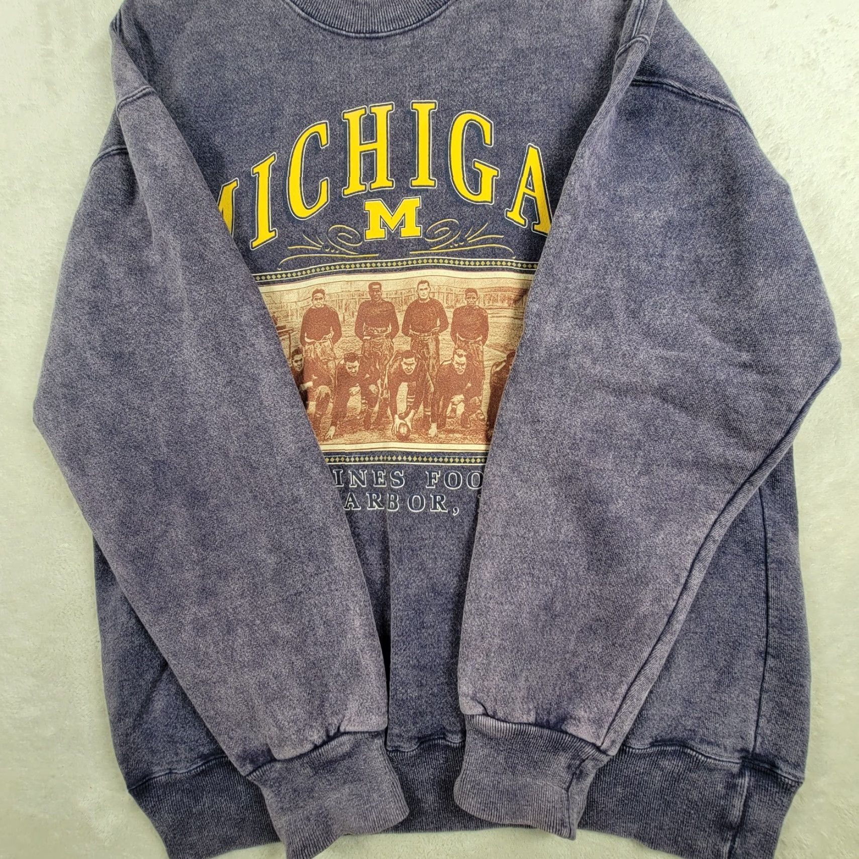 Nutmeg VINTAGE University of Michigan Wolverines Gray Long Sleeve Mens L NutMeg Logo Pullover Shirt/ Sweatshirt Size US L / EU 52-54 / 3 - 3 Thumbnail