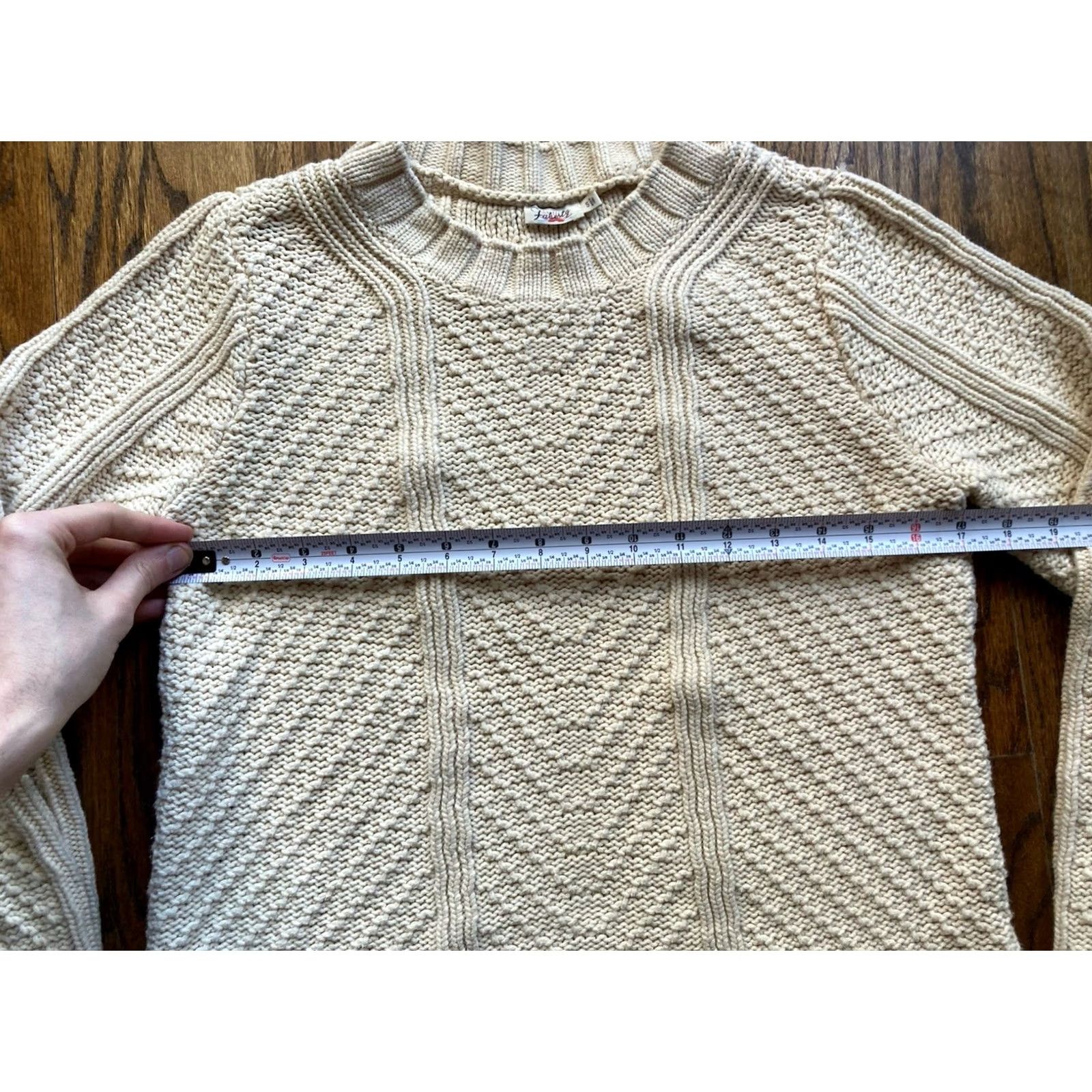 Faherty Faherty Sweater Womens Size S Becket Cream Cable-Knit Cotton Blend Raglan Sleeve Crew Neck Pullover Size S / US 4 / IT 40 - 4 Thumbnail