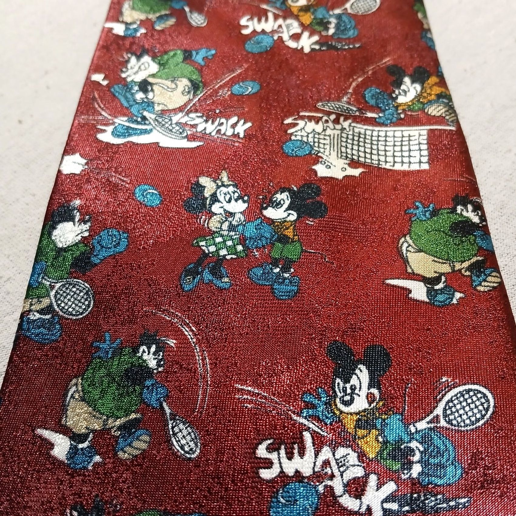 Mickey Unlimited VINTAGE Mickey Unlimited Disney Tie Burgundy Red Polyester 57"-60" Adjustable Logo Men Adult Boys Mens Girls Womens Size ONE SIZE - 3 Thumbnail