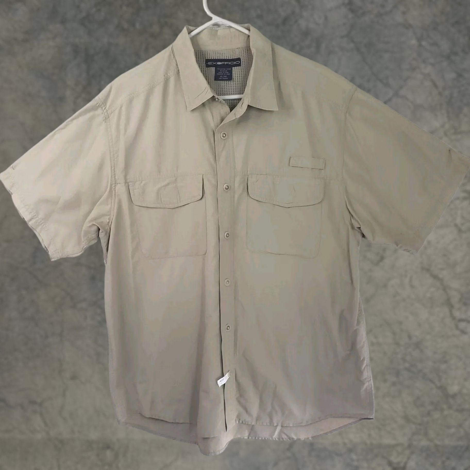 ExOfficio ExOfficio Shirt Mens XL Beige Short Sleeve Button Up Cotton Outdoor Hiking Size US XL / EU 56 / 4 - 1 Thumbnail