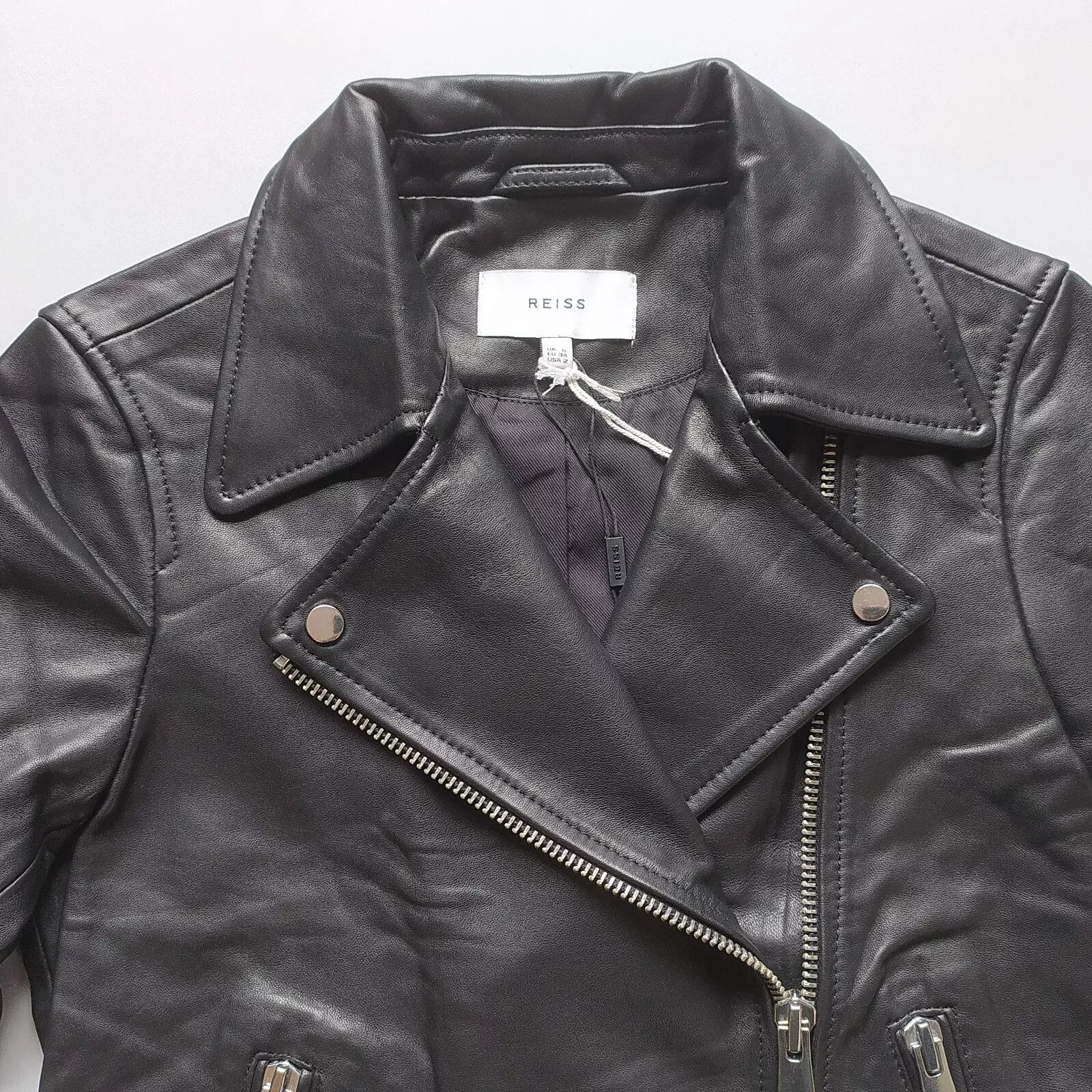 Reiss REISS Women's Geo-Soft Leather Jacket UK6/US2 IFD-0721 Size S / US 4 / IT 40 - 5 Thumbnail