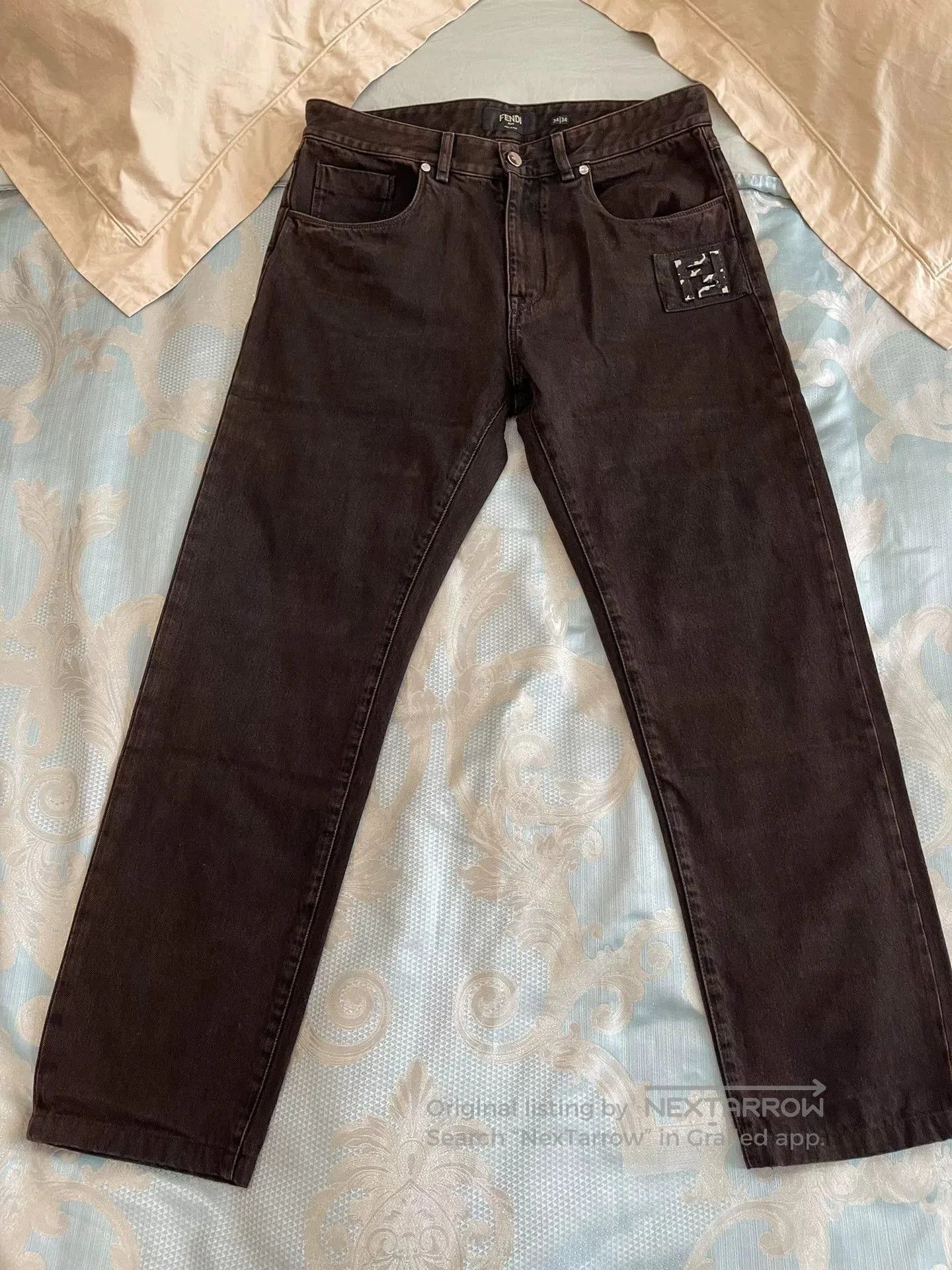 Fendi fendi dark brown jeans with logo accents. Size US 34 / EU 50 - 1 Thumbnail