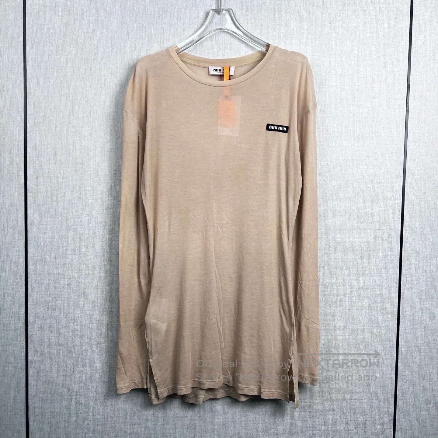 Miu Miu Miu Miu Milk Tea Fitted Long Sleeve Base Layer Top| Size XS / US 0-2 / IT 36-38 - 1 Thumbnail