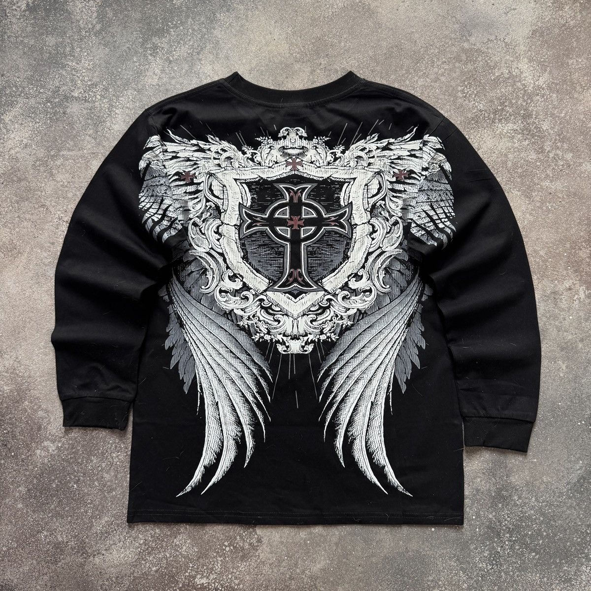 If Six Was Nine Y2K Affliction Style Skull Printed Gothic Long Sleeve Shirt Size US S / EU 44-46 / 1 - 7 Thumbnail