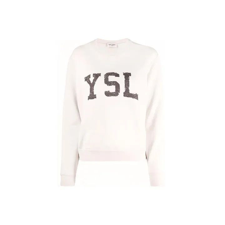 Saint Laurent Paris Saint Laurent Logo Print White Sweatshirt 0079 Size S / US 4 / IT 40 - 1 Thumbnail