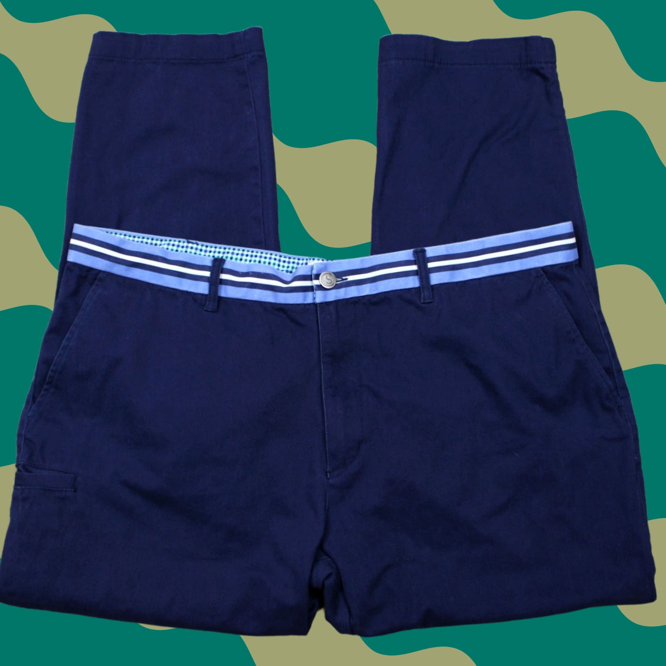 Vintage Con.Struct Chino Pants Mens 42x30 Blue Flat Front Cotton Stretch Straight Leg Size US 42 / EU 58 - 1 Thumbnail