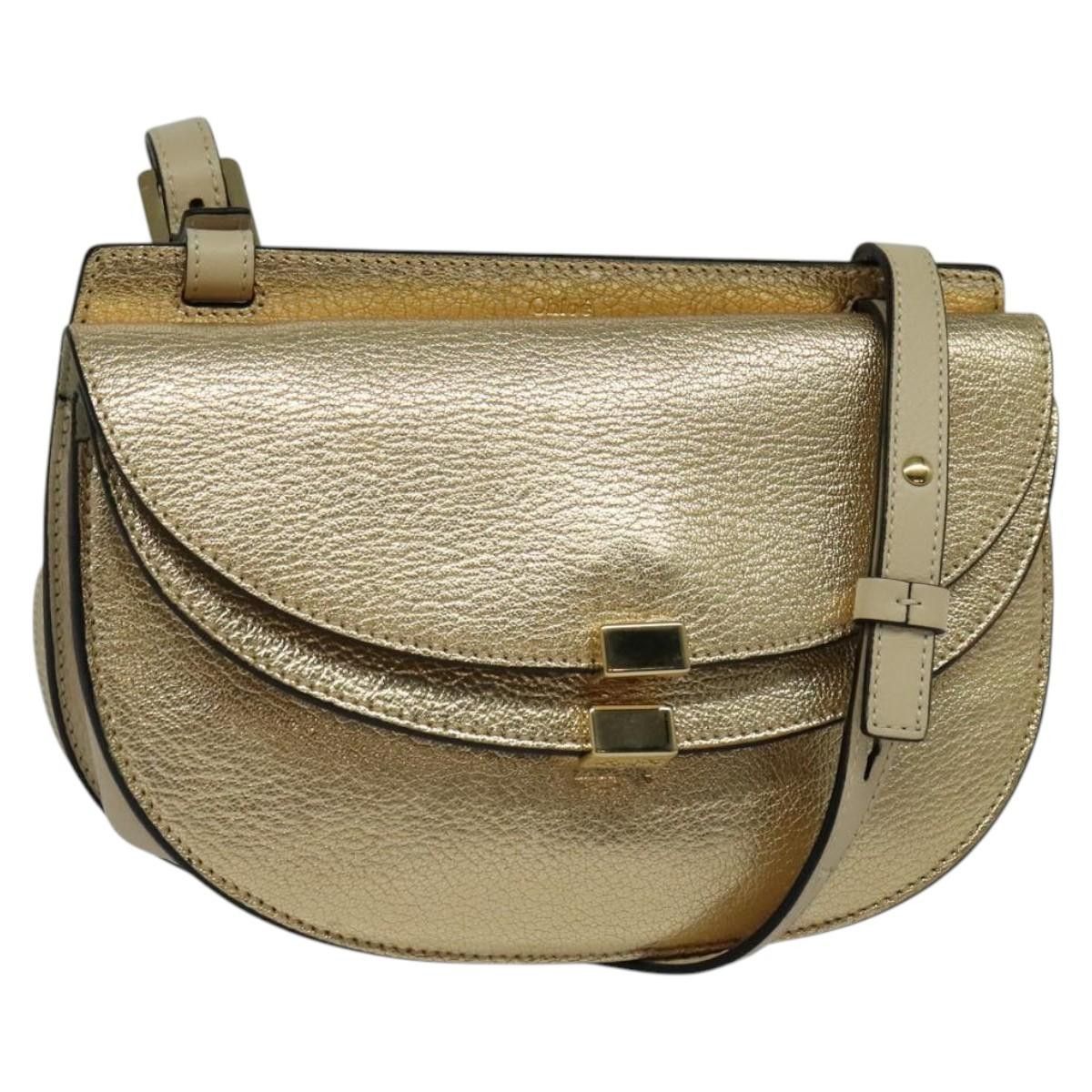 Chloe Georgia Shoulder Bag Leather Gold Auth Ba1844, Women's