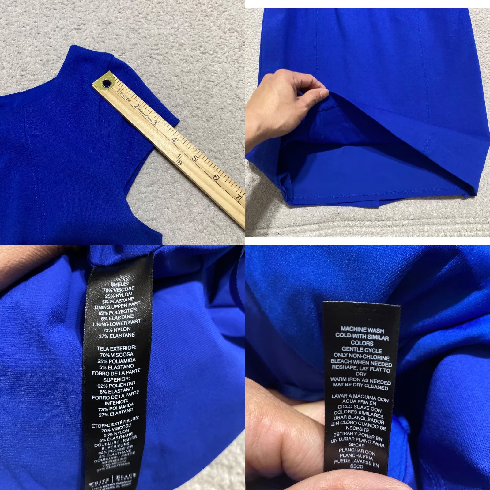 White House Black Market White House Black Market Dress Womens 6 Blue Ponte Short Sleeve Sheath Boat Neck Size 28" / US 6 / IT 42 - 8 Thumbnail