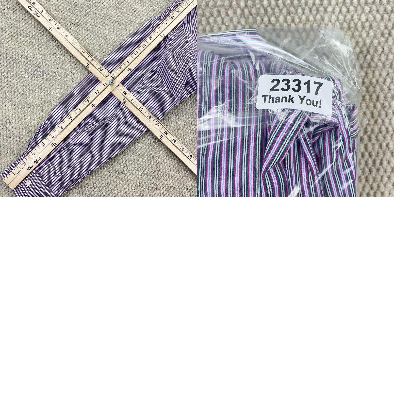 Polo Ralph Lauren Polo Ralph Lauren Shirt Men 17 34 XL Purple Button Up Striped Classic Fit Poplin Size US XL / EU 56 / 4 - 9 Thumbnail