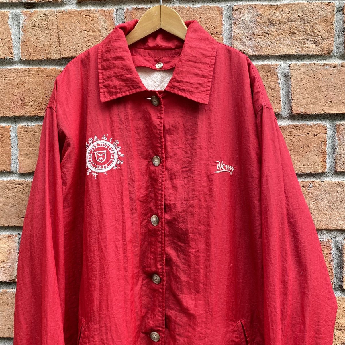 DKNY DKNY Red Button-Up Coach Jacket with Crest Size US S / EU 44-46 / 1 - 4 Thumbnail