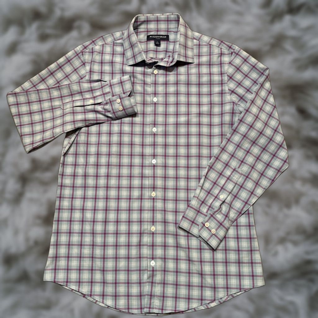 Mizzen+Main Mizzen+Main Leeward Shirt Mens Large Trim Blue Plaid Performance Long Sleeve Size US L / EU 52-54 / 3 - 1 Thumbnail
