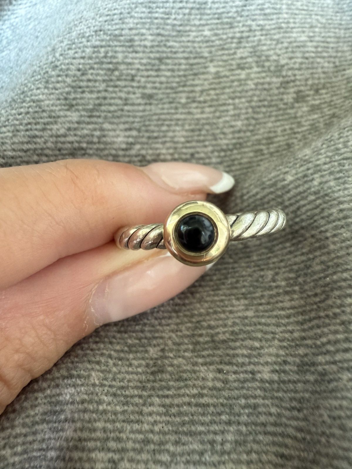 David Yurman David Yurman Petite Cable Silver 14K Yellow Gold Black Onyx Size ONE SIZE - 4 Thumbnail