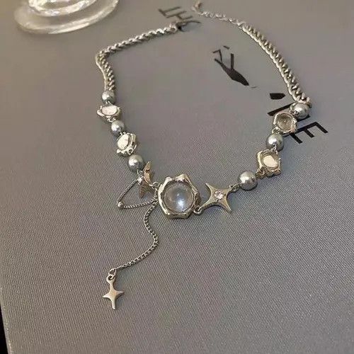 Jewelry Star Geometric Crystal Ball Chain Necklace Size ONE SIZE - 6 Thumbnail