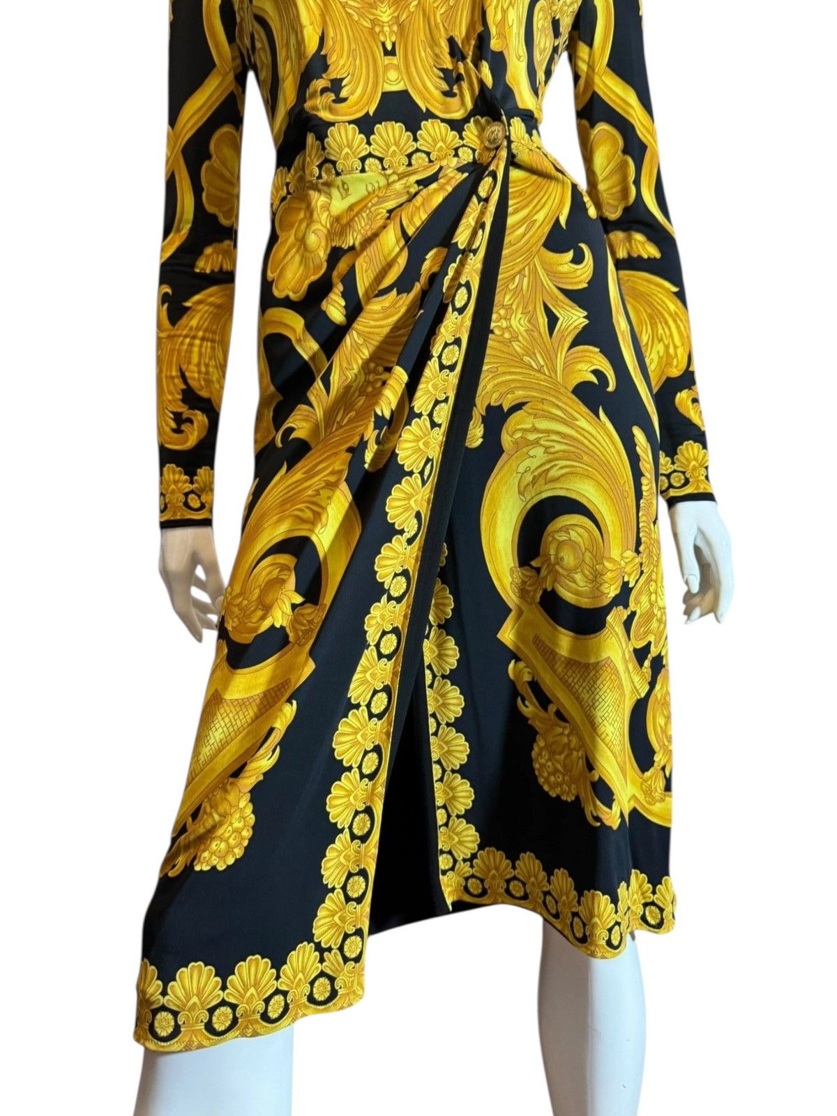 Versace Versace Baroque Jersey Dress w/ Draping & Slit Size M / US 6-8 / IT 42-44 - 3 Thumbnail