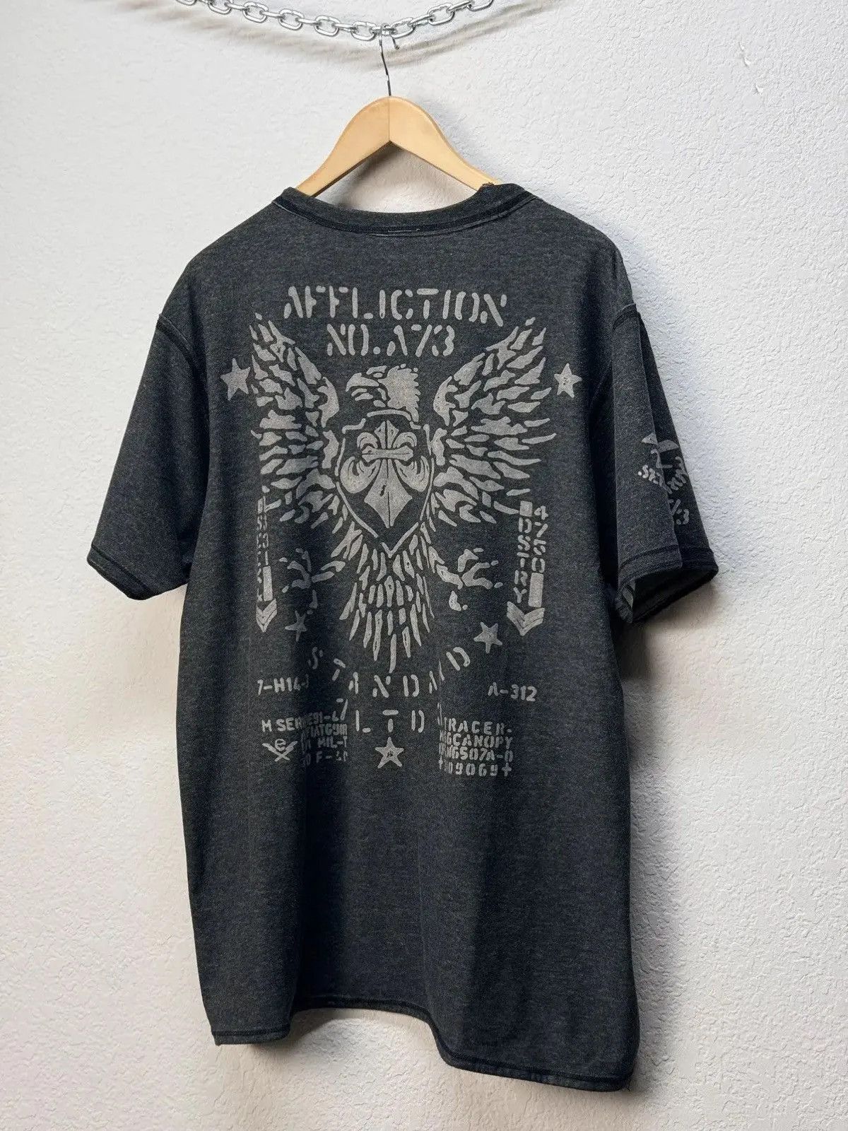 Affliction × Japanese Brand × Vintage Vintage Reversible Affliction Double Skull Black T Shirt Size US XL / EU 56 / 4 - 10 Thumbnail