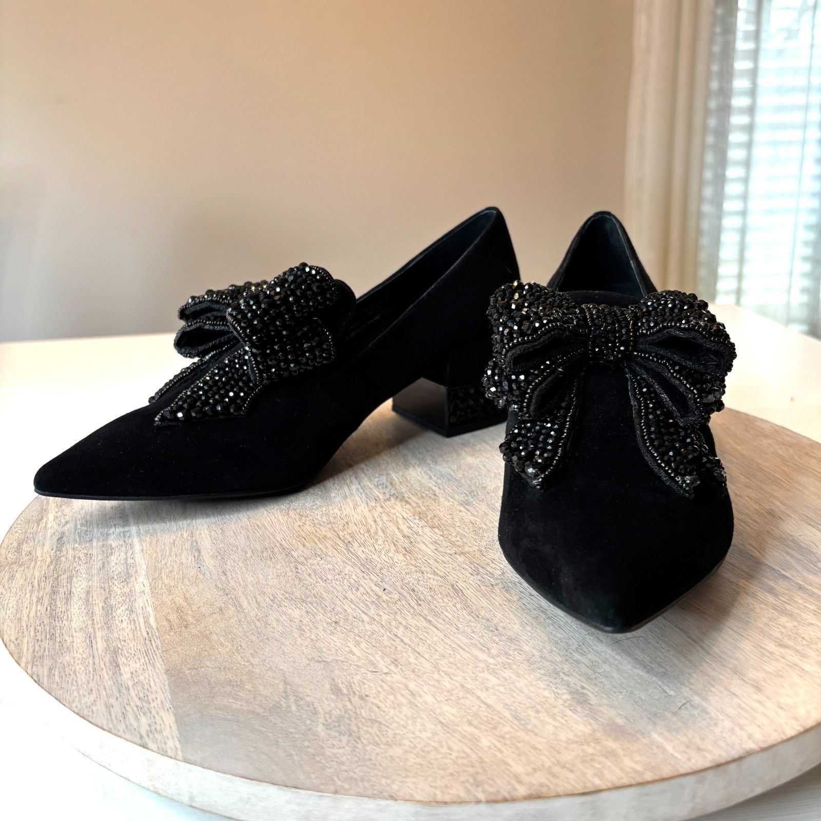 Jeffrey Campbell Jeffrey Campbell Valenti Black Suede Bow Crystal Pumps 9.5 Size US 9.5 / IT 39.5 - 3 Thumbnail