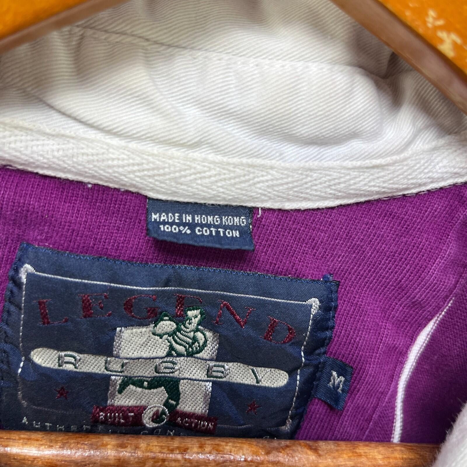 Vintage Vintage 90s Purple Stripe Rugby Polo Shirt Medium Size US M / EU 48-50 / 2 - 4 Thumbnail