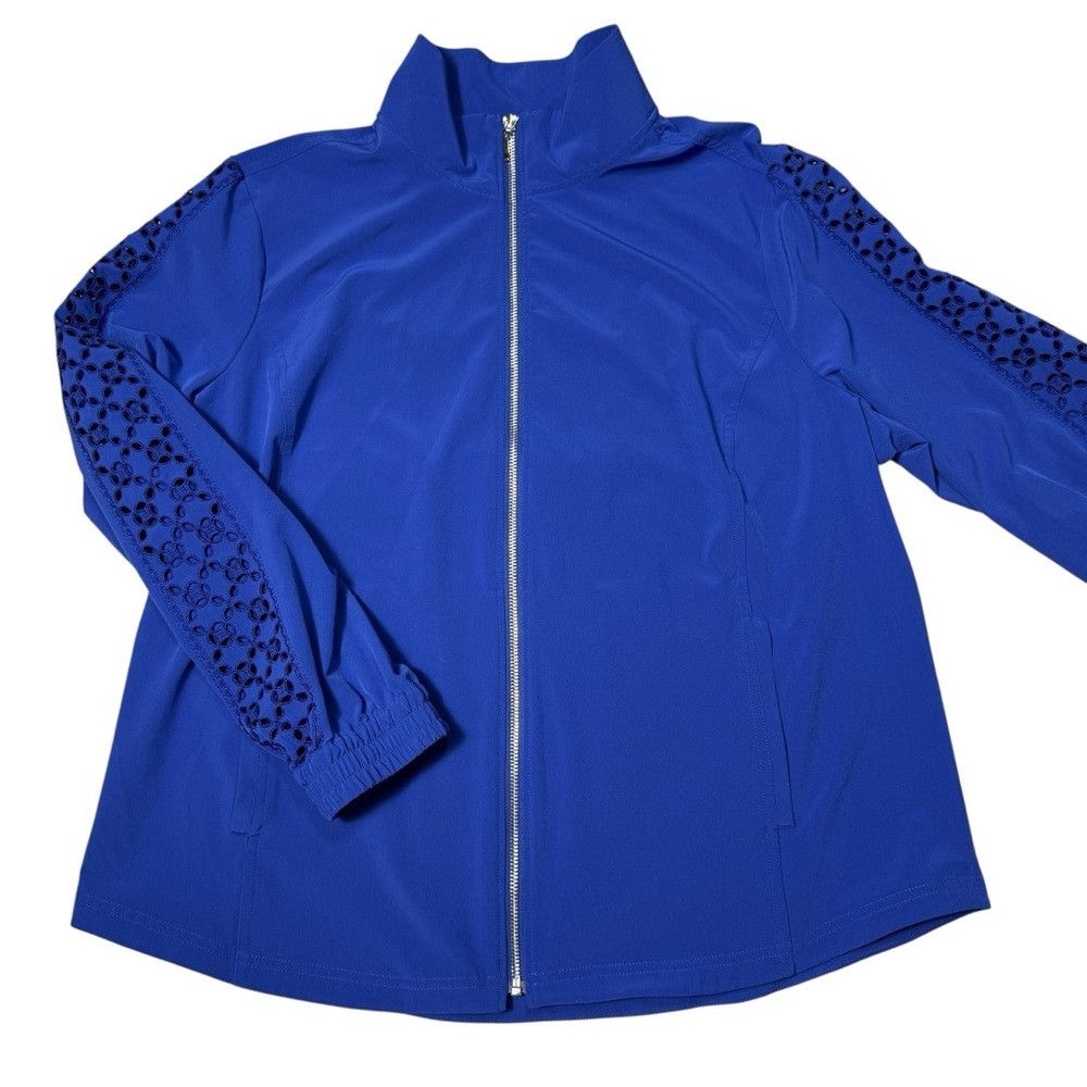 Chicos Chico's Neema Cutwork Rich Cobalt Jacket Size 3 US XL Size XL / US 12-14 / IT 48-50 - 5 Thumbnail