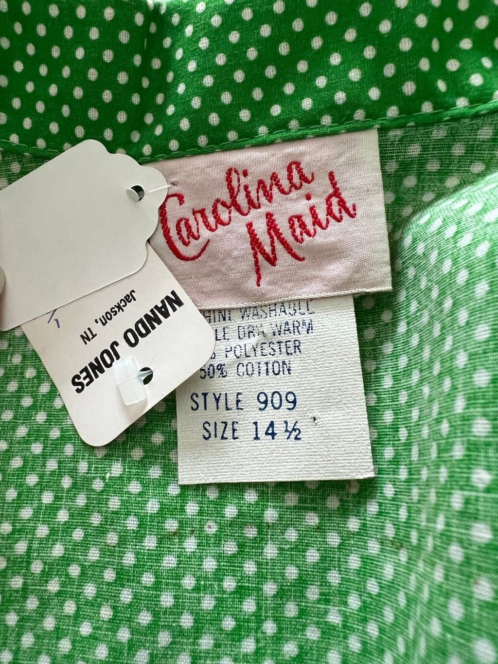 Vintage BNWT 1960s Vintage Green Polka Dot Rockabilly Shirt Dress 14 Size L / US 10 / IT 46 - 8 Thumbnail