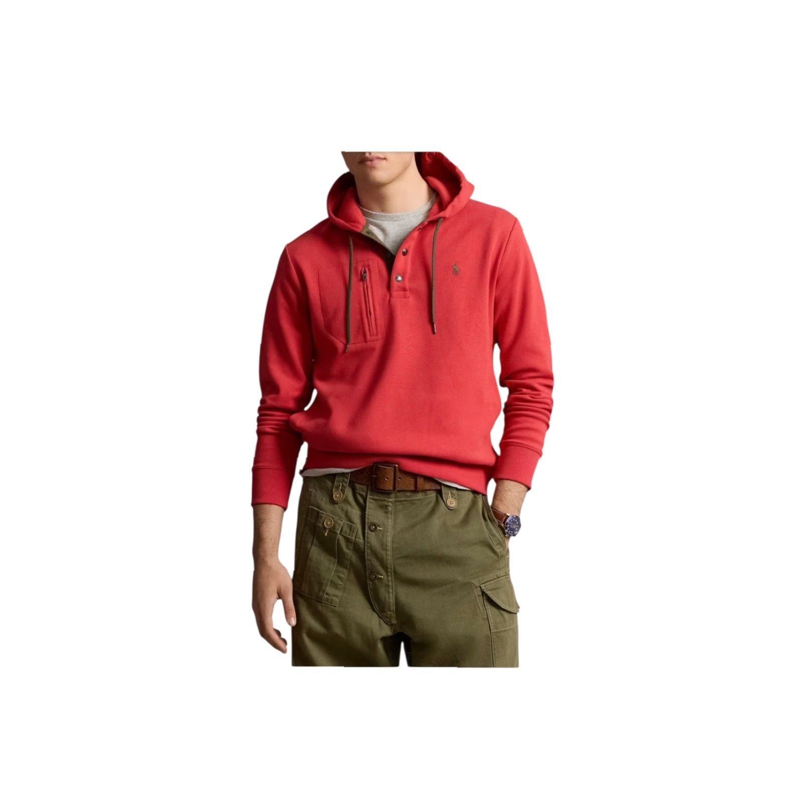 Polo Ralph Lauren POLO RALPH LAUREN Expedition Henley Hoodie Red Sweatshirt Size M Size US M / EU 48-50 / 2 - 5 Thumbnail