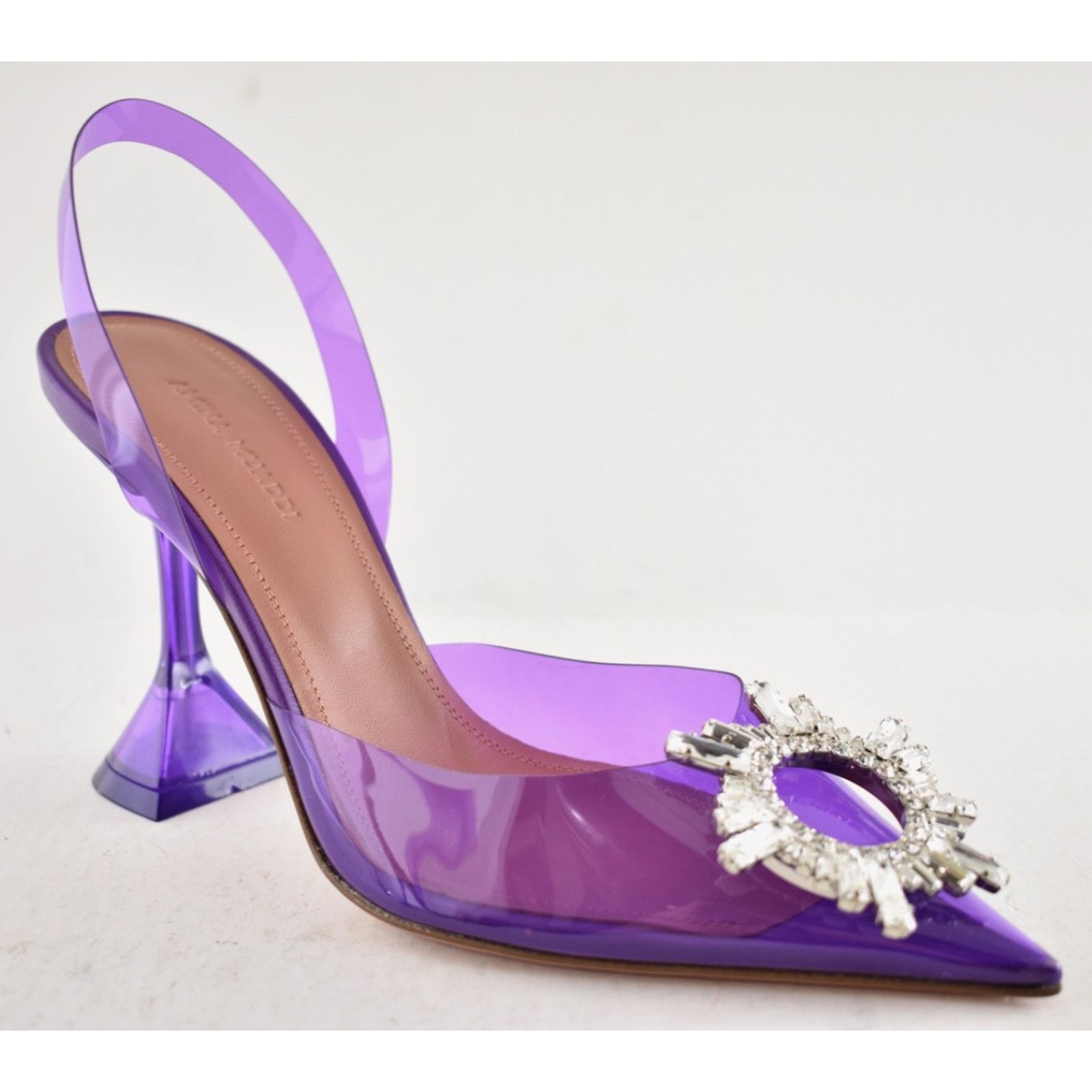 Amina Muaddi Amina Muaddi 95 Begum Glass PVC Purple Slingback Crystal Size US 6 / IT 36 - 6 Thumbnail