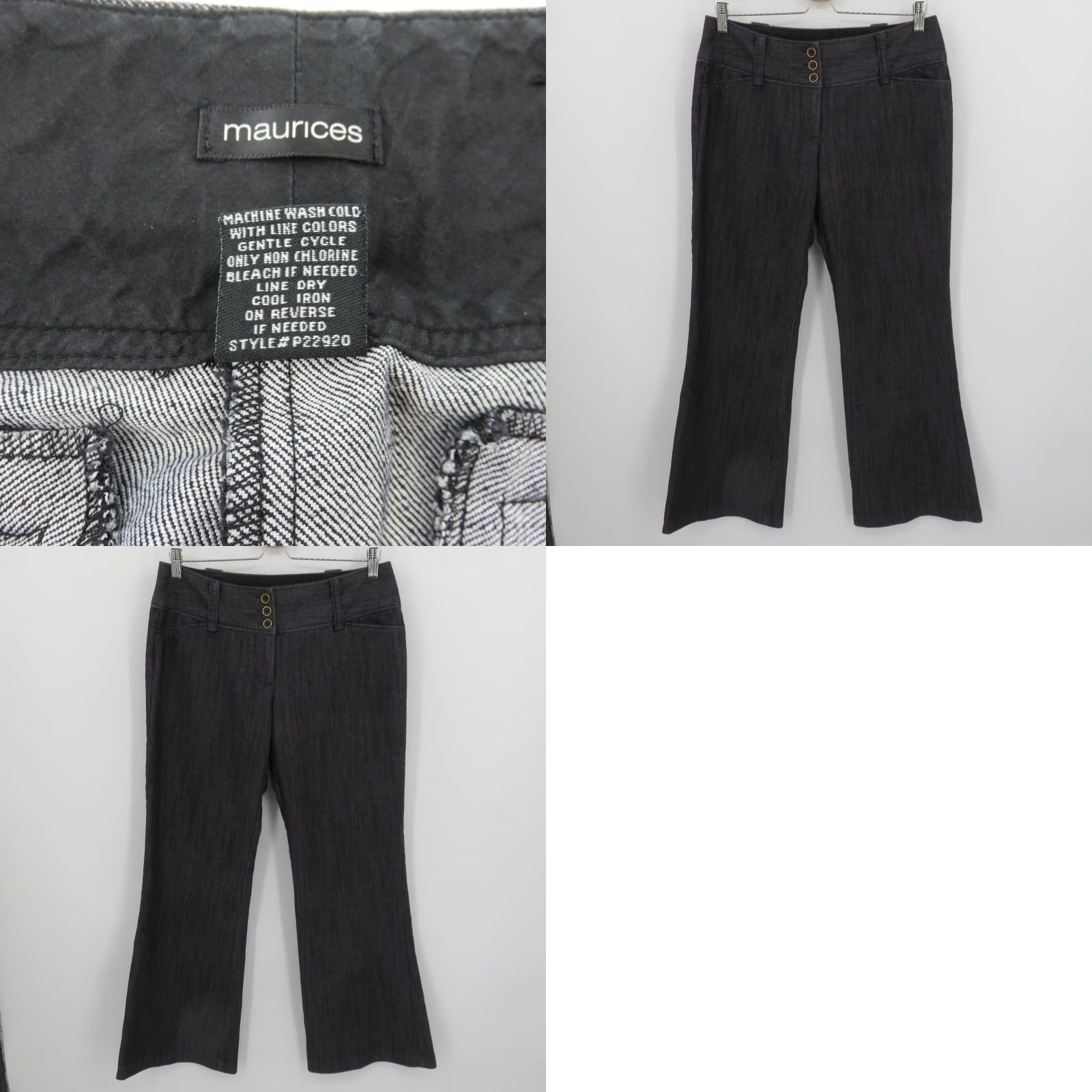 Vintage Maurices Women 10 Juniors 9 Dark Blue Gray Denim Flat Front Trouser Pants Y2K Size 32" / US 10 / IT 46 - 8 Thumbnail