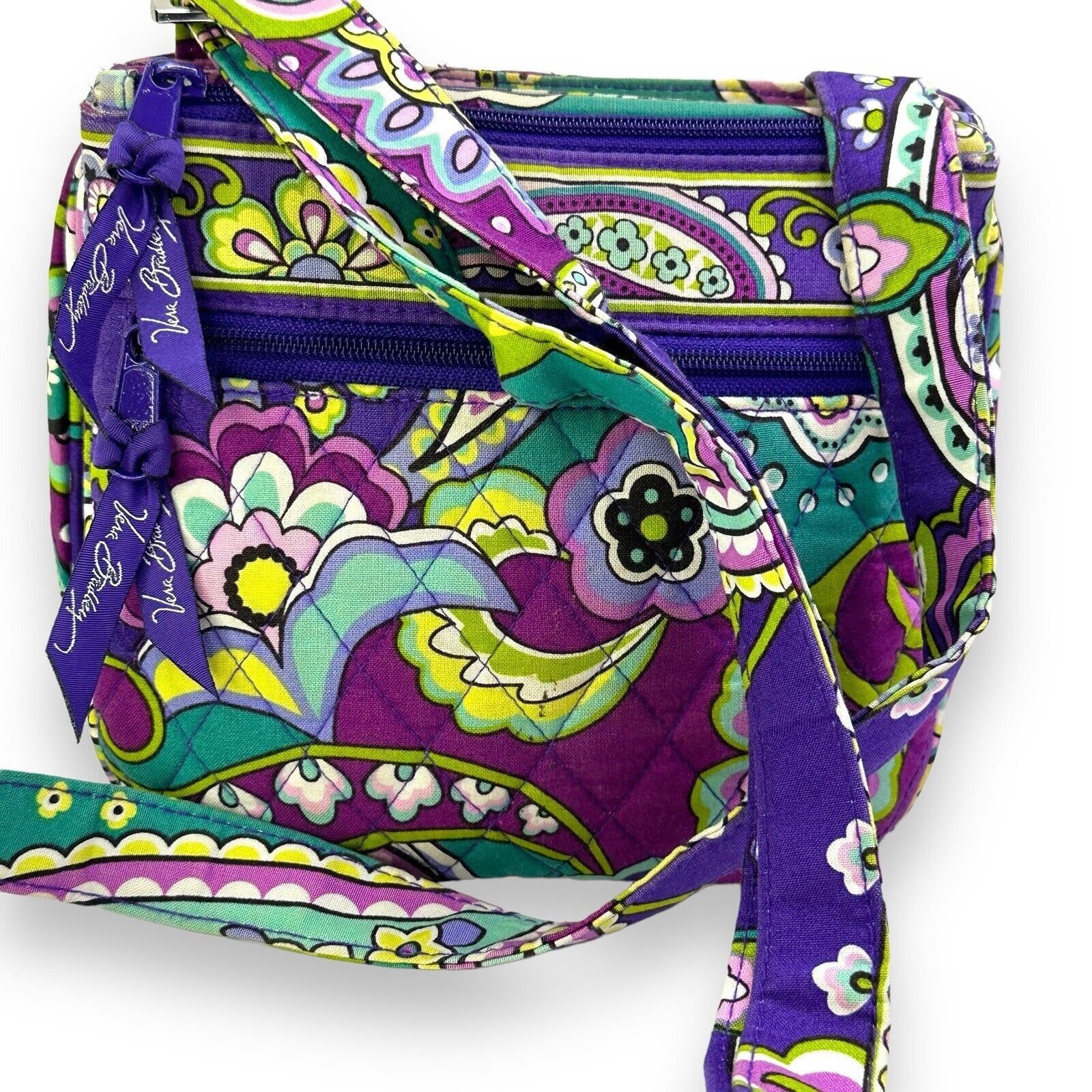 Vera Bradley Vera Bradley Purple Teal Paisley Crossbody Bag Storage EUC Size ONE SIZE - 3 Thumbnail