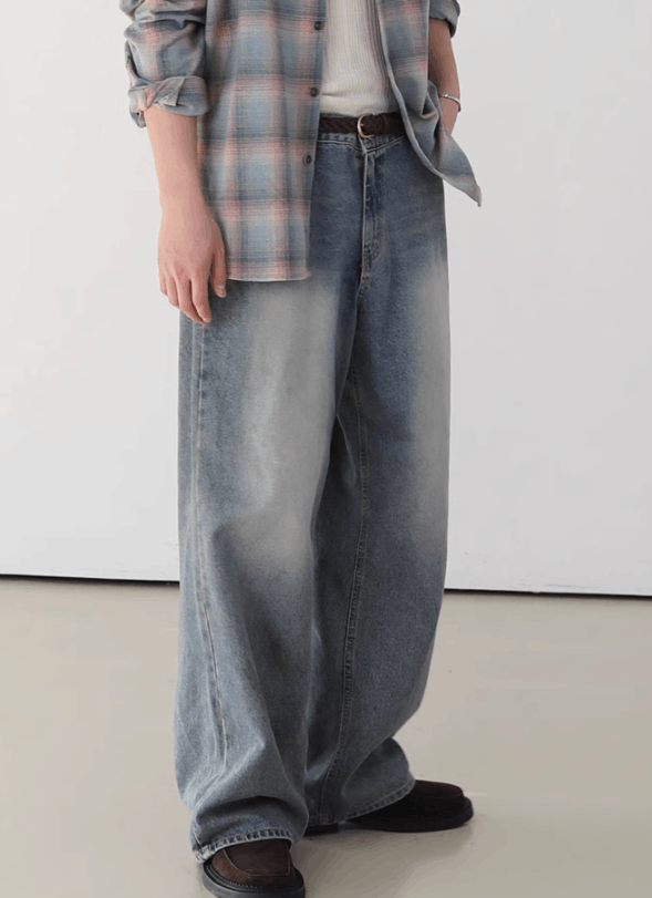 Japanese Brand × Jean Distressed washed men's trendy straight jeans Size US 32 / EU 48 - 3 Thumbnail