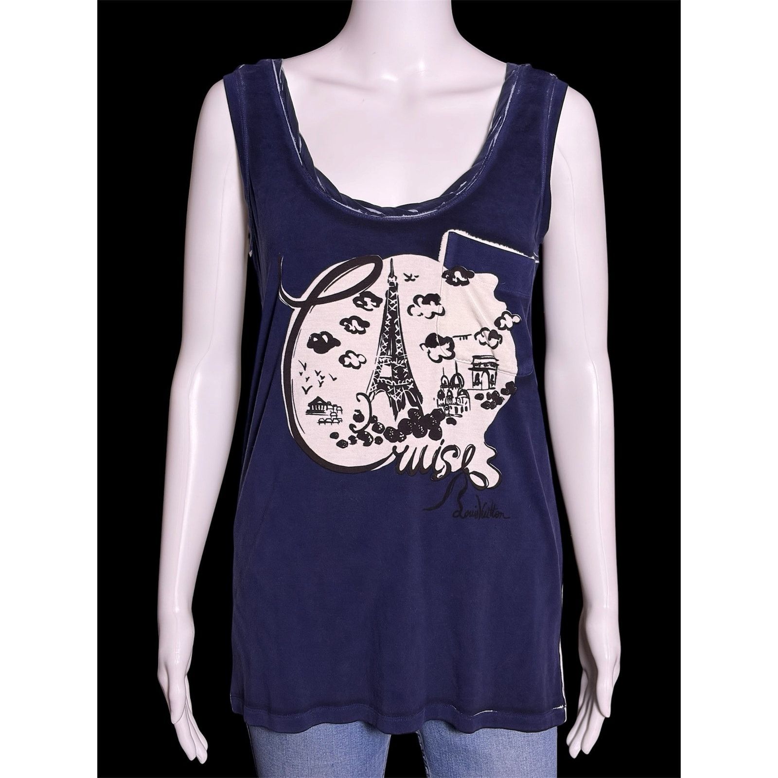 Louis Vuitton Louis Vuitton 2012 Cruise Paris Eiffel Tower Pocket Tank Top Size S / US 4 / IT 40 - 1 Thumbnail