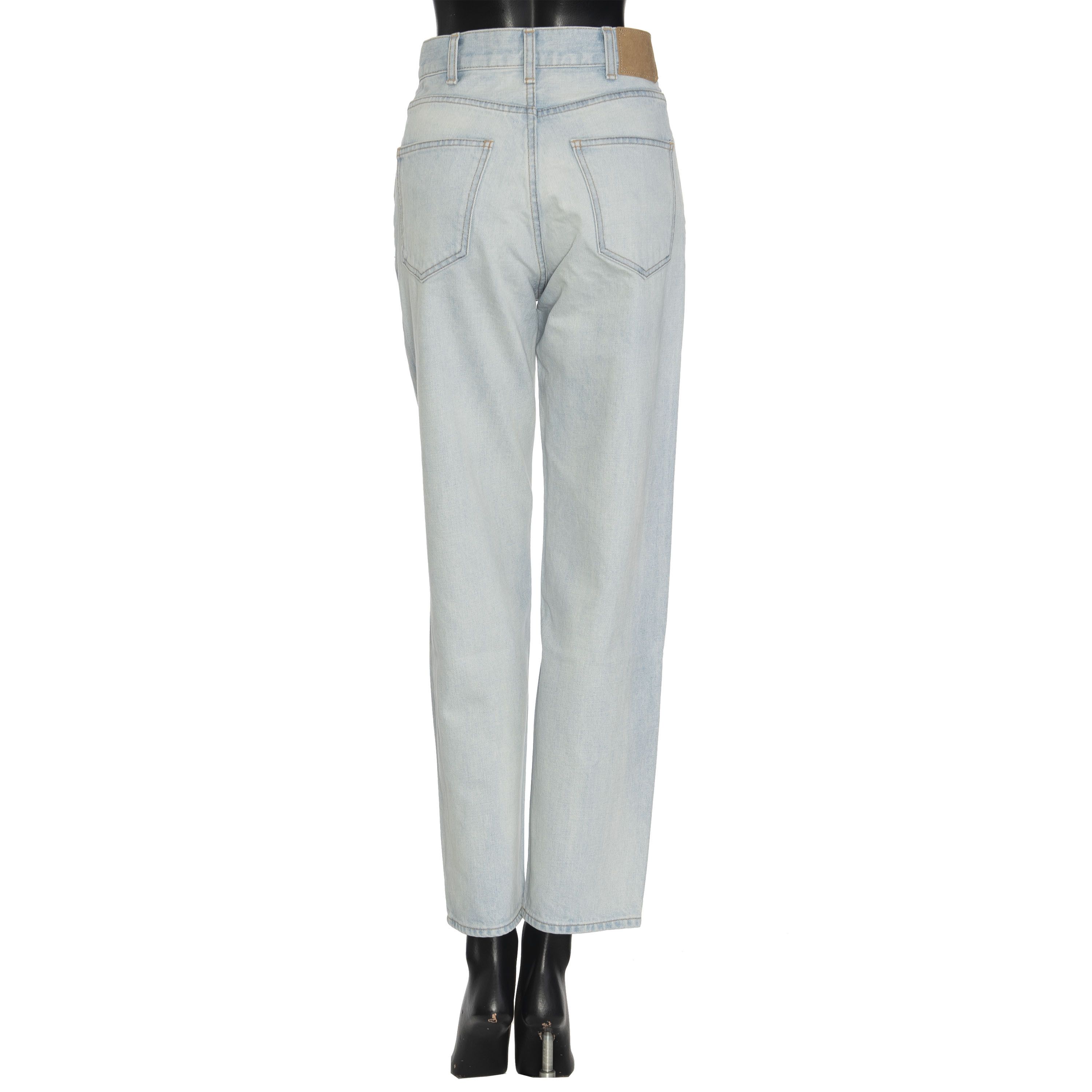 Celine High Waisted Margaret Jeans In Sun-Faded Blue Wash Denim Size 32" / US 10 / IT 46 - 4 Thumbnail