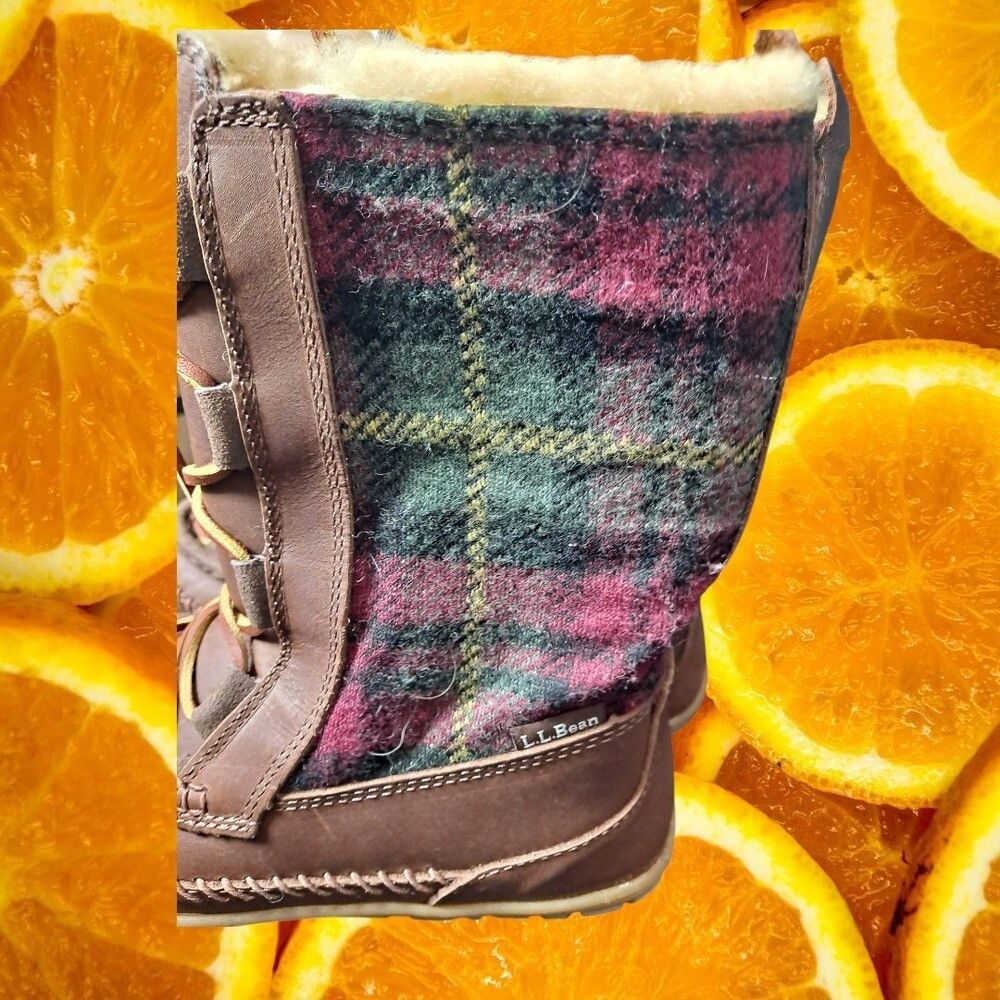 Other L.L.Bean Shearling Lined Moc Toe Plaid Wool Boots Lace Up Wo Size US 7 / IT 37 - 3 Thumbnail