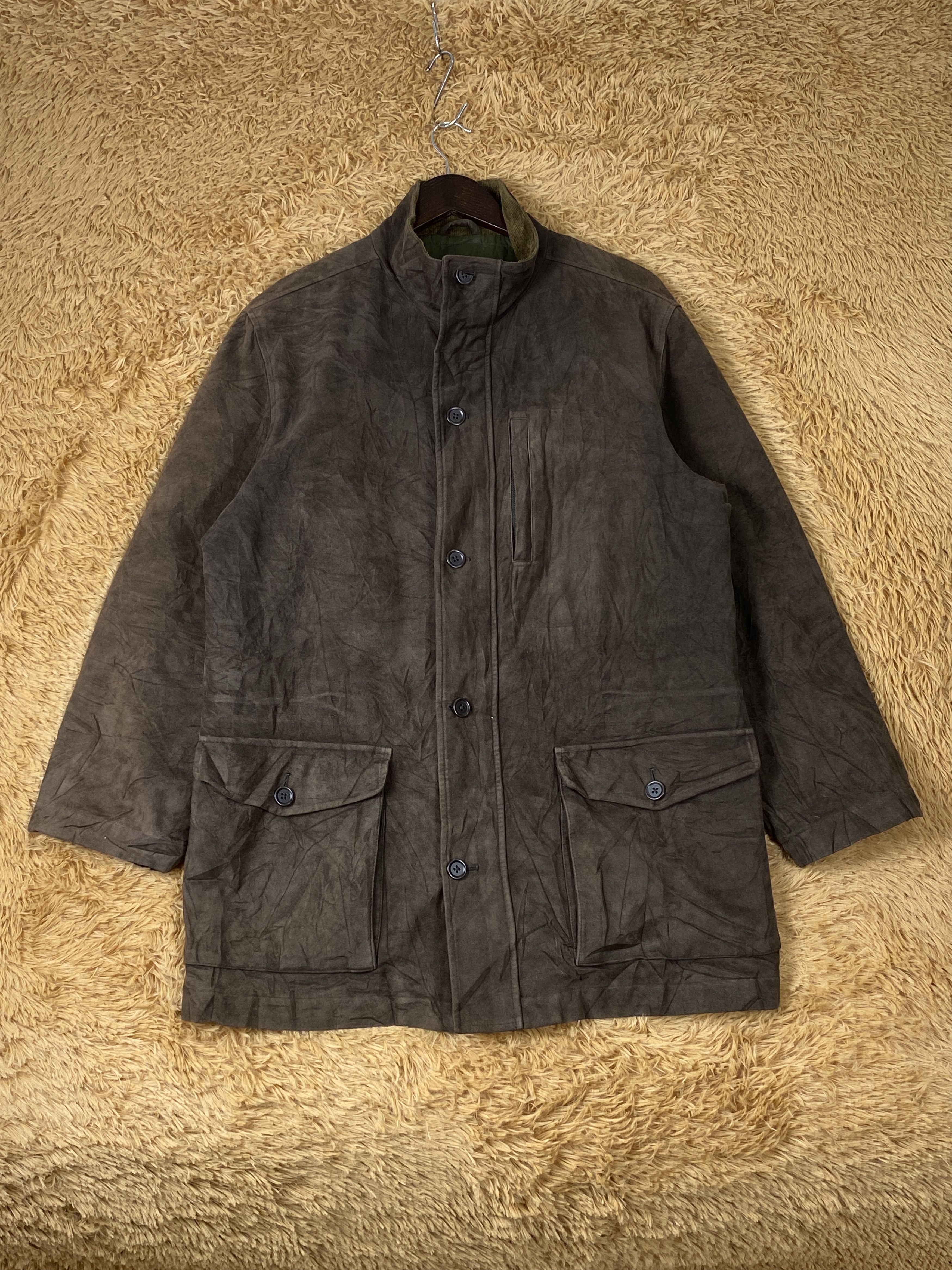 image of Vintage Simple Life Long Jacket in Dark Brown, Men's (Size Small)