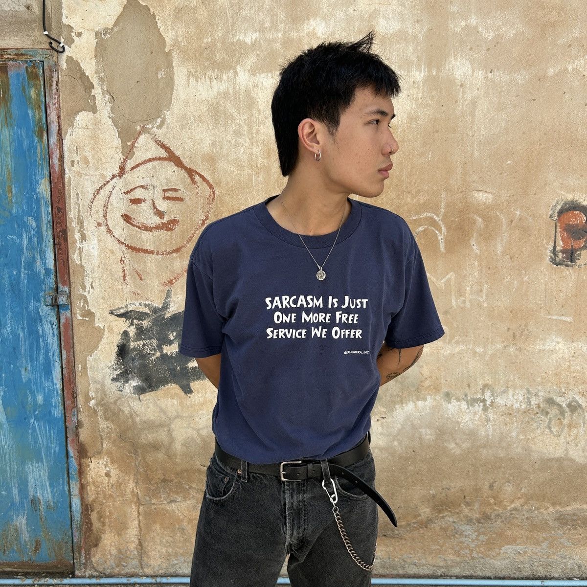 Vintage 1990s Sarcasm T-Shirt Size US L / EU 52-54 / 3 - 3 Thumbnail