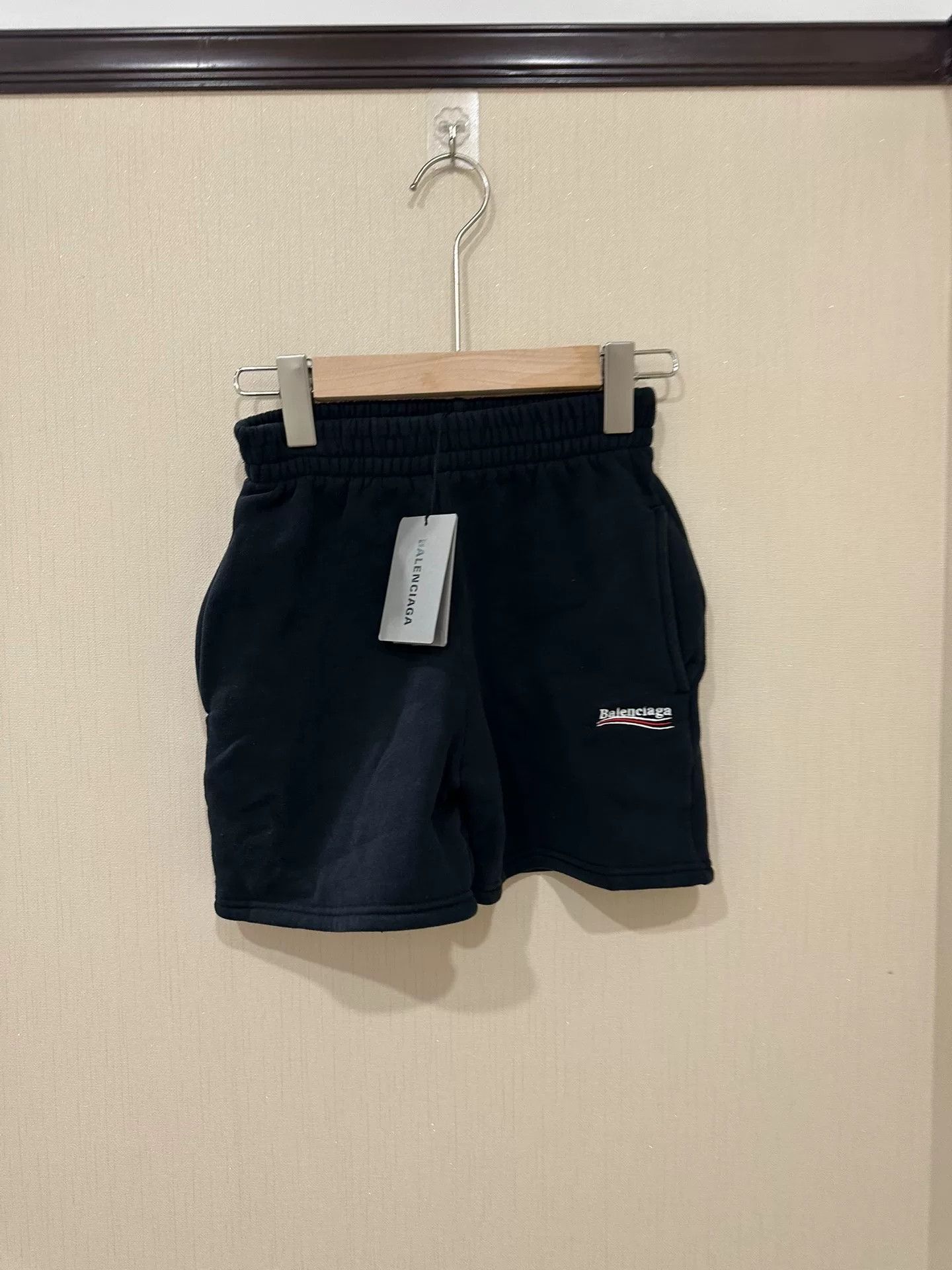balenciaga embroidered washed denim shorts