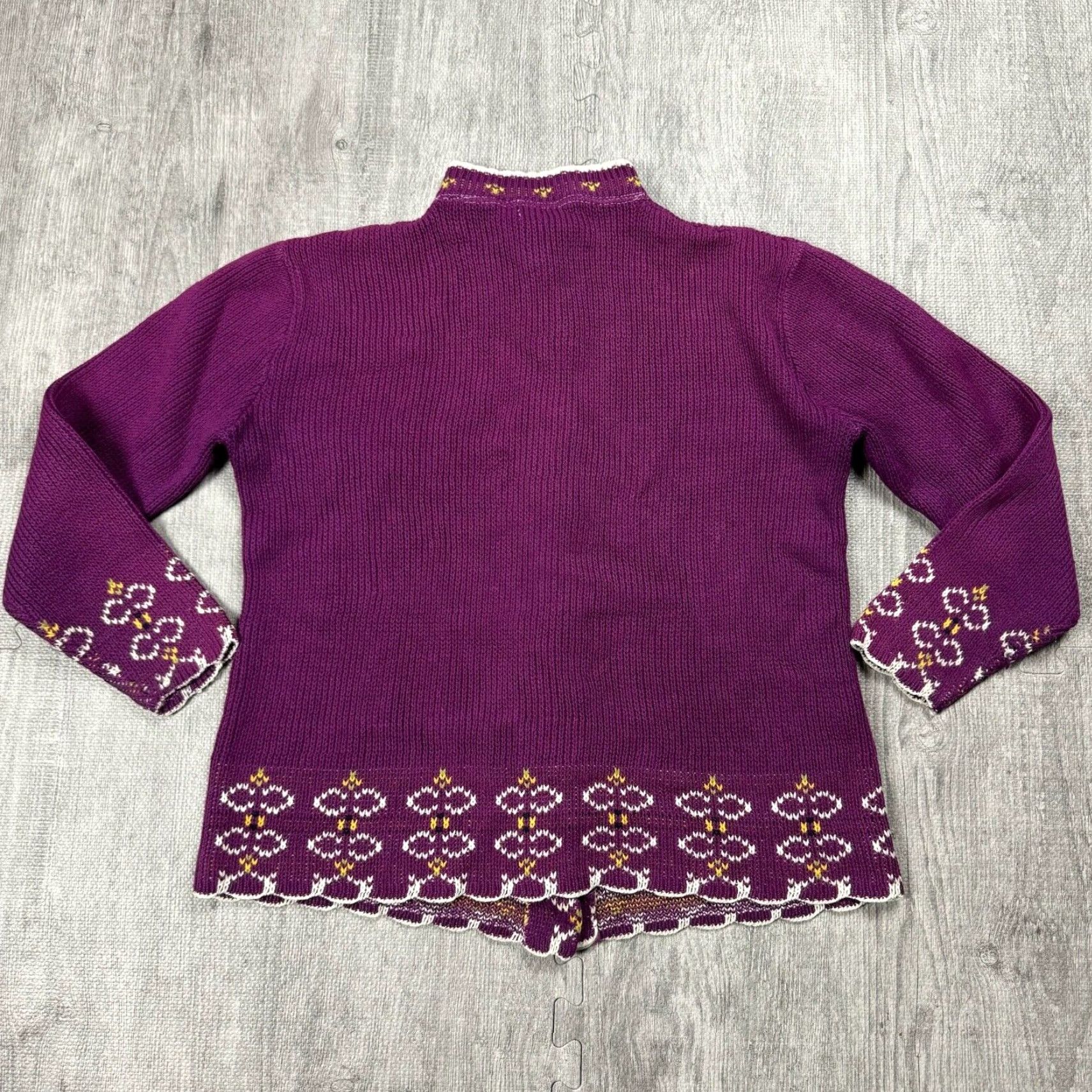 Vintage VINTAGE Marisa Christina Womens Cardigan Sweater Floral Knit Button Size S Purple 70s Size S / US 4 / IT 40 - 4 Thumbnail