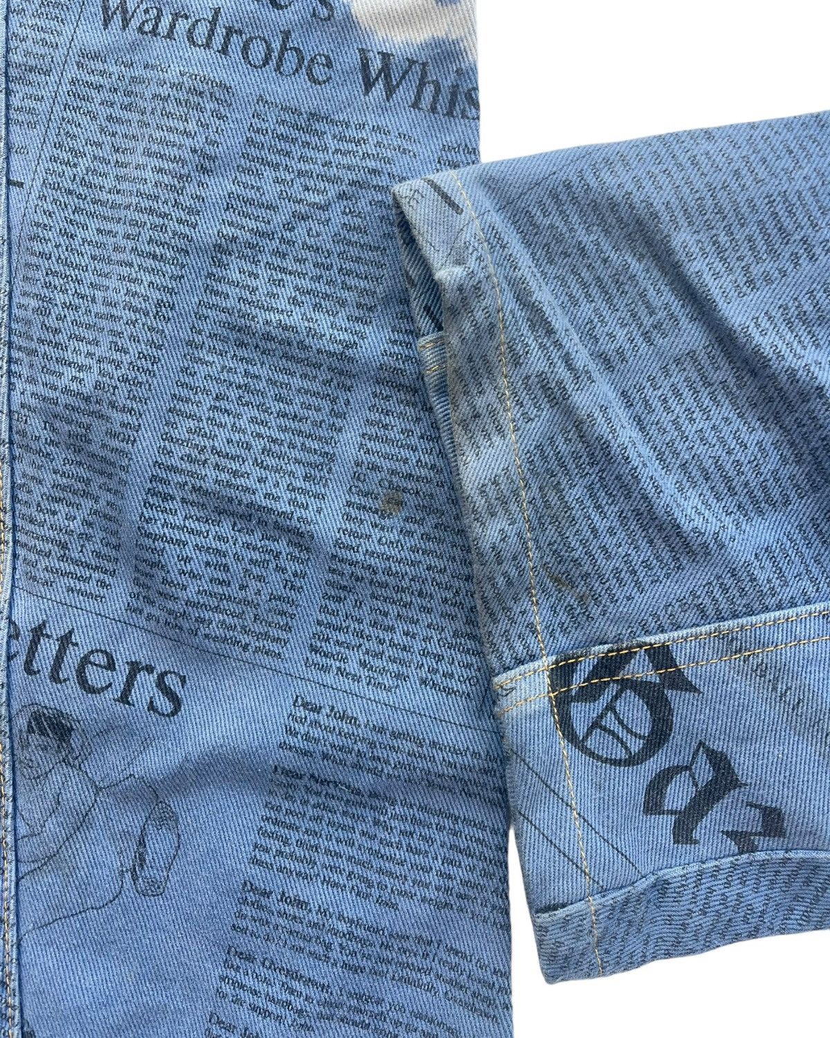 John Galliano SS2006 Runway Star Panel Gazette Newspaper J-Cut Denim Jeans Size US 34 / EU 50 - 12 Thumbnail