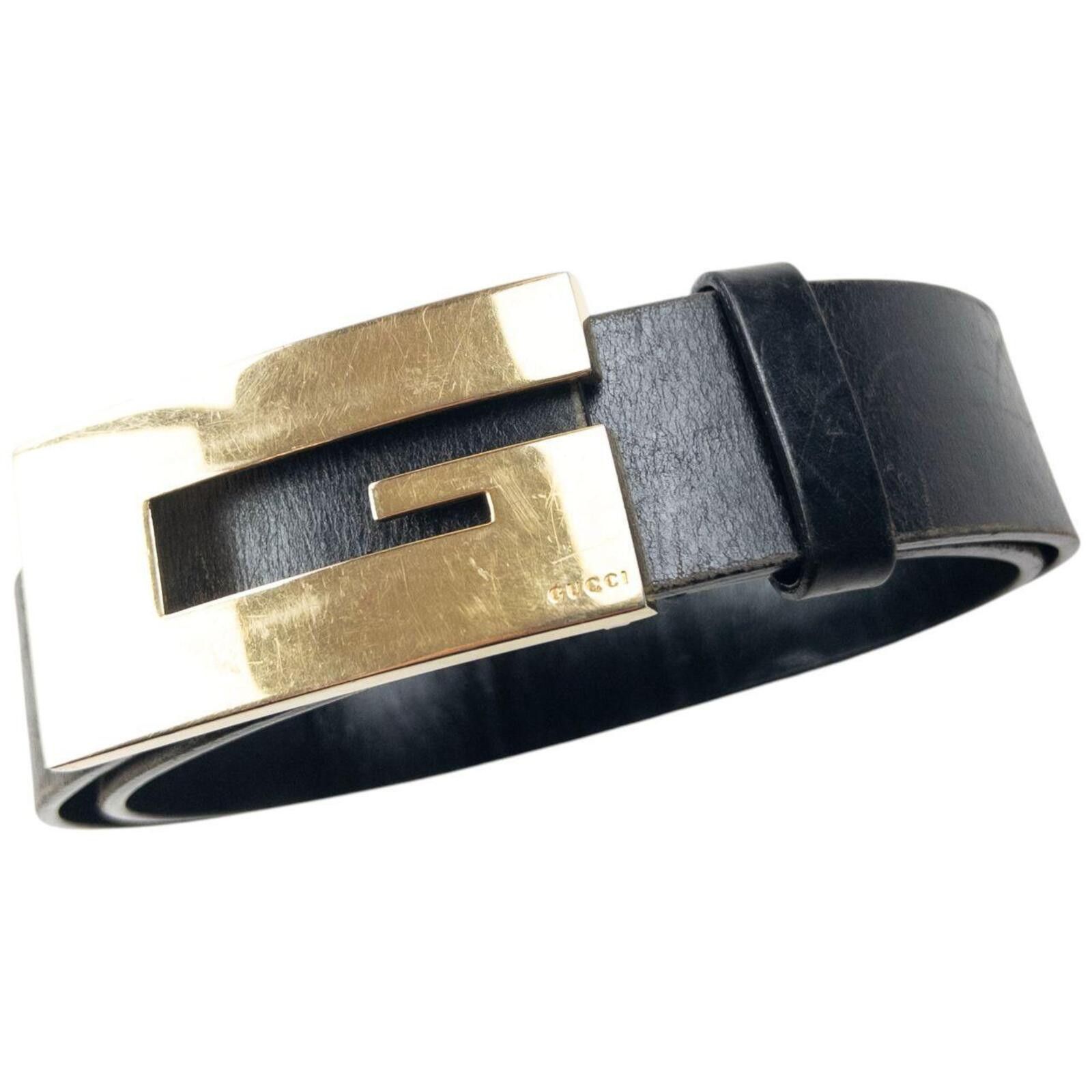 Authentic vintage Gucci Belt Vintage GUCCI Black Leather GG 30mm Belt 75 30 – Fashion Reloved main image 3