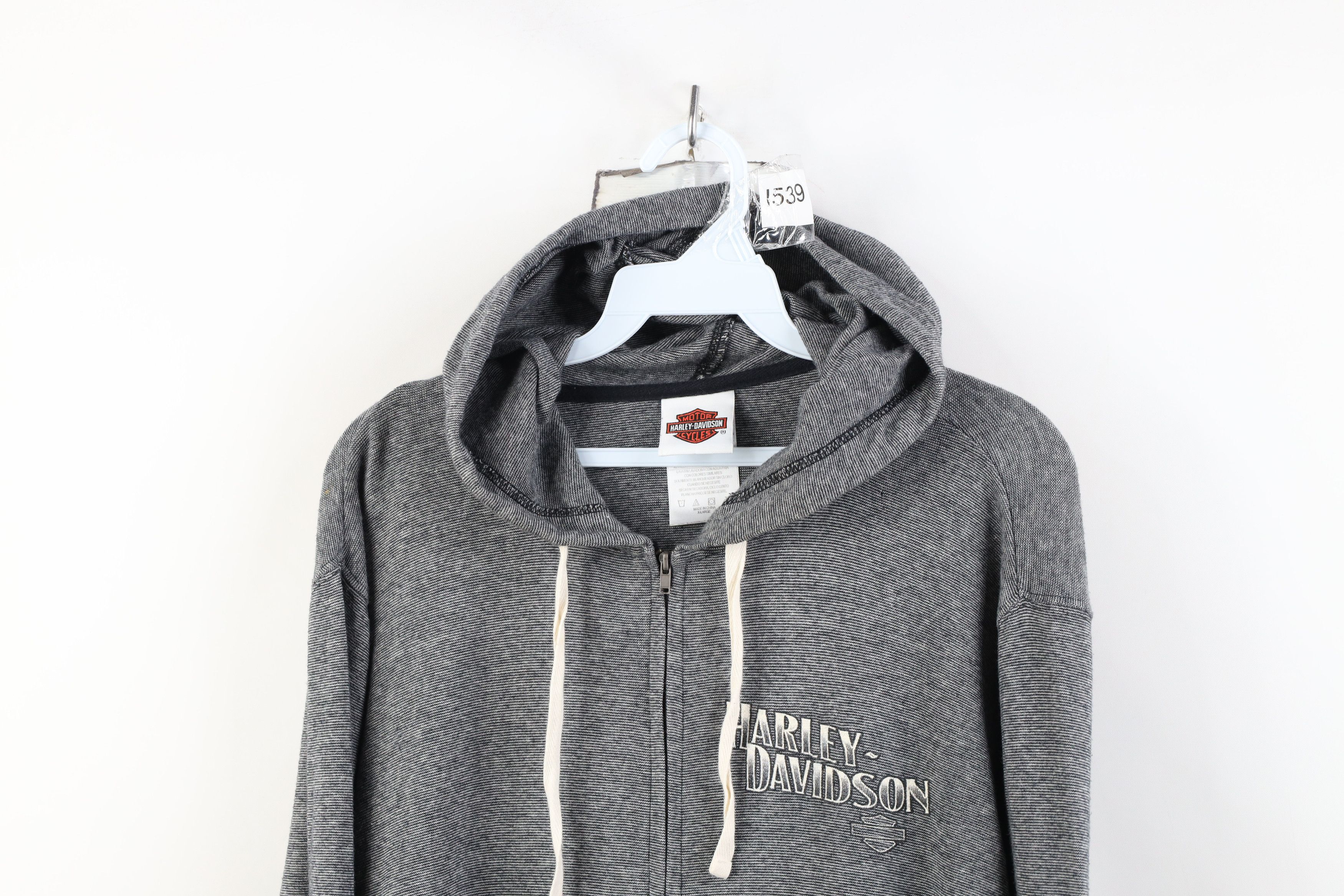 Harley Davidson Vintage Y2K Harley Davidson Striped Jersey Knit Zip Hoodie Size XL / US 12-14 / IT 48-50 - 2 Thumbnail