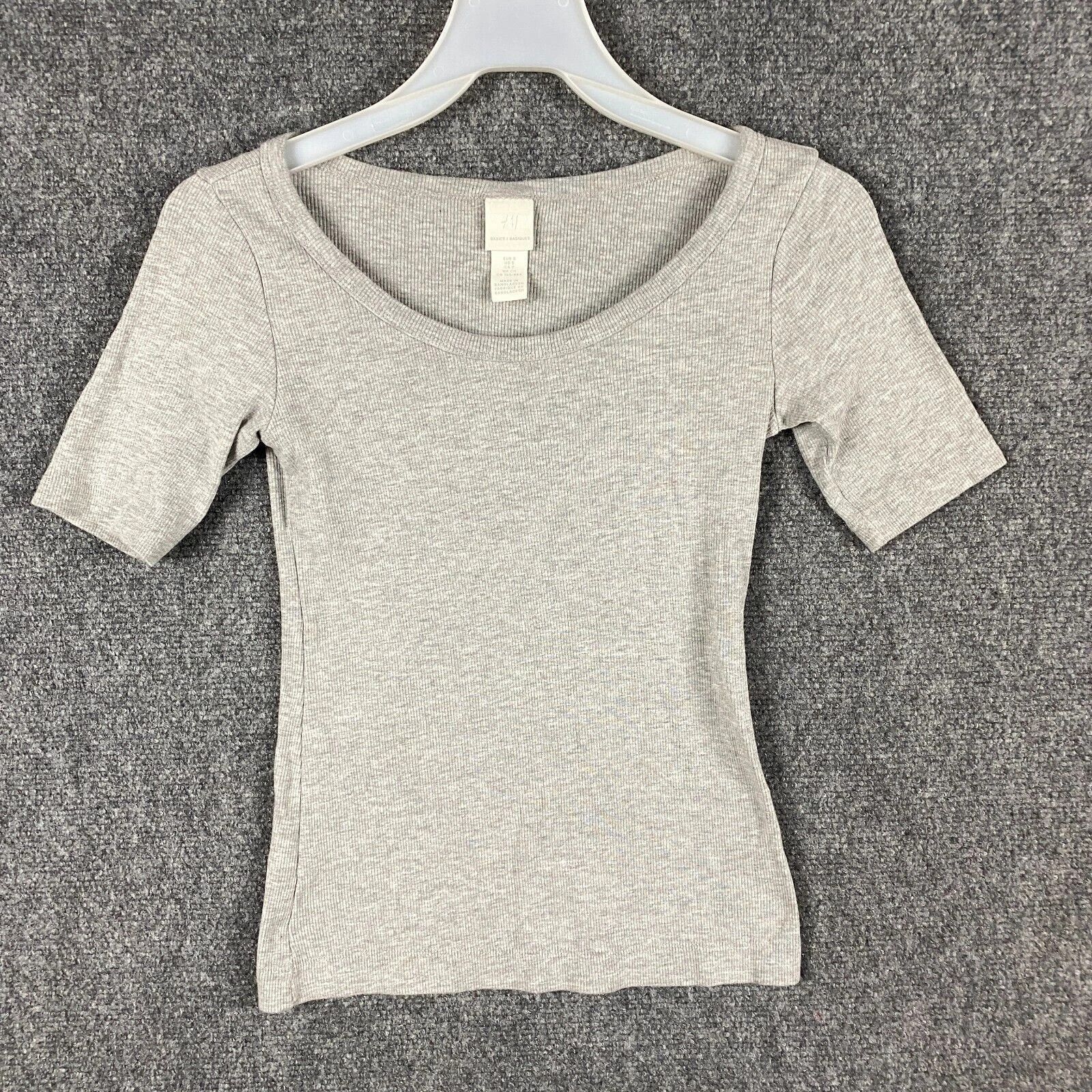 H&M H&M Top Small Women's Short Sleeve Gray Cotton Blend S Size S / US 4 / IT 40 - 1 Thumbnail