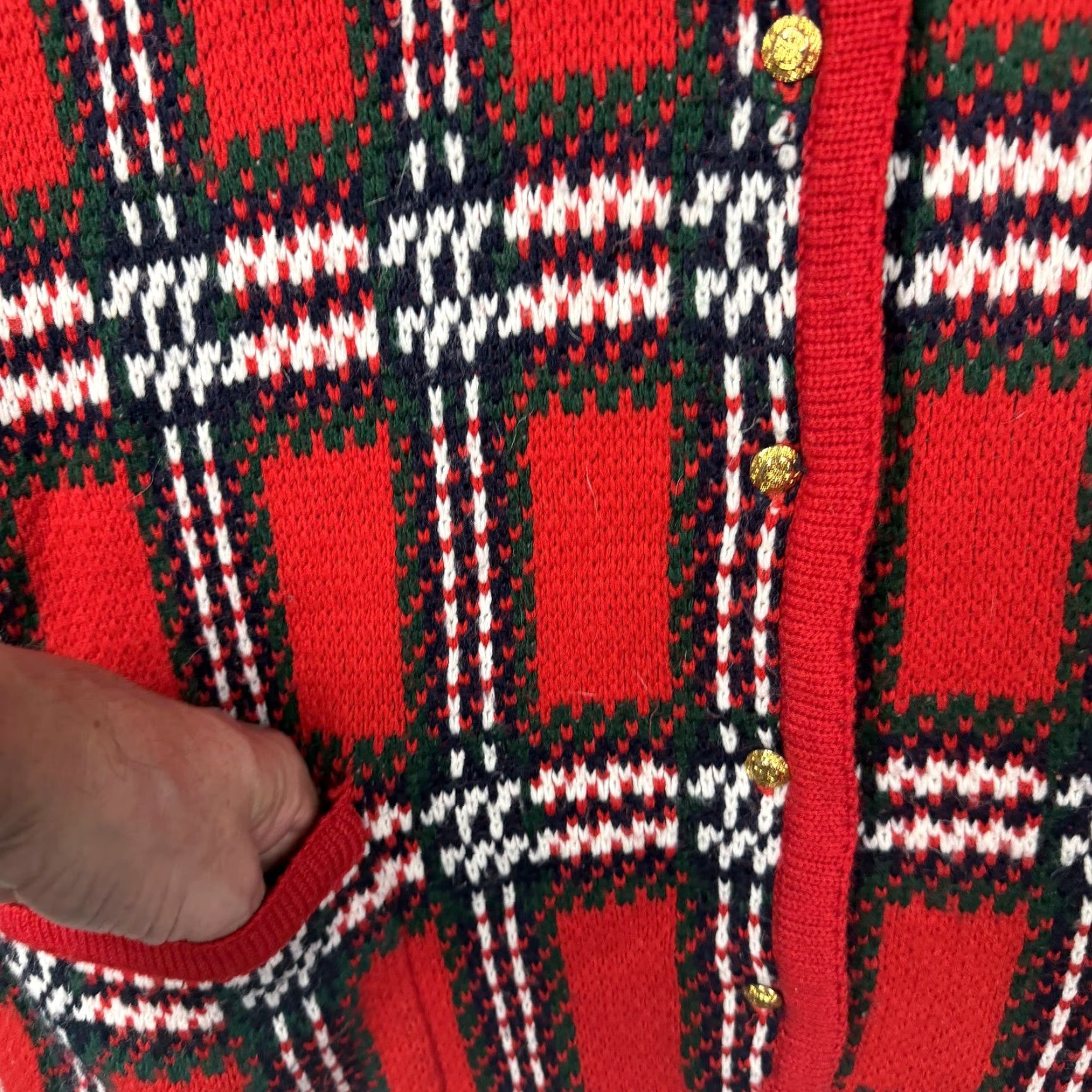 Vintage VINTAGE Kobe Cardigan Womens 3X Red Plaid Christmas Holiday Knit Sweater Size XXL / US 16-18 / IT 52-54 - 5 Thumbnail