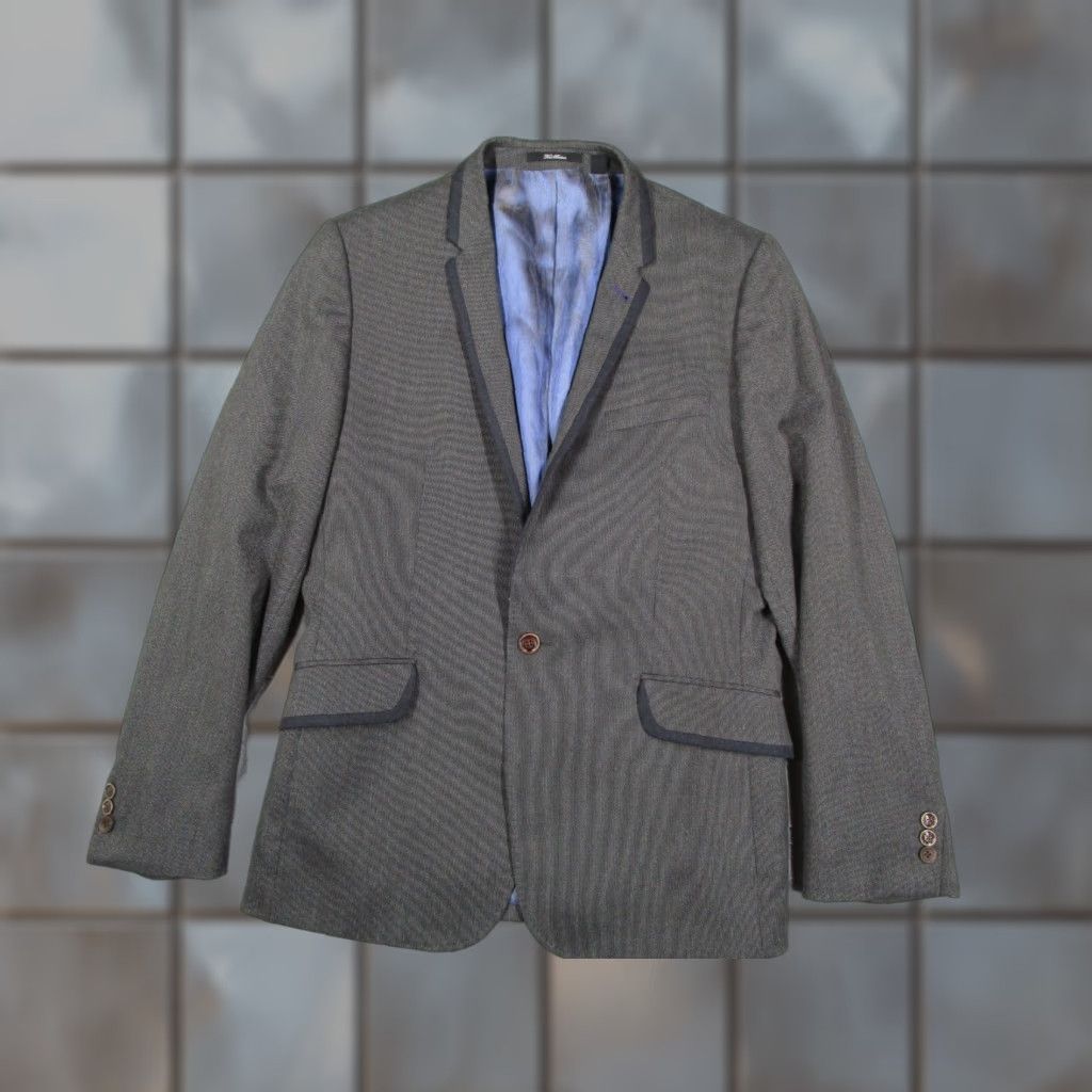 Ted Baker Ted Baker Jacket Men 3 Regular Gray 2 Button Sport Coat Made in Portugal Blazer Mens 38 Gray Tweed Notch Lapel Single-Breasted Two-Button Vintage No Size 38R - 1 Thumbnail