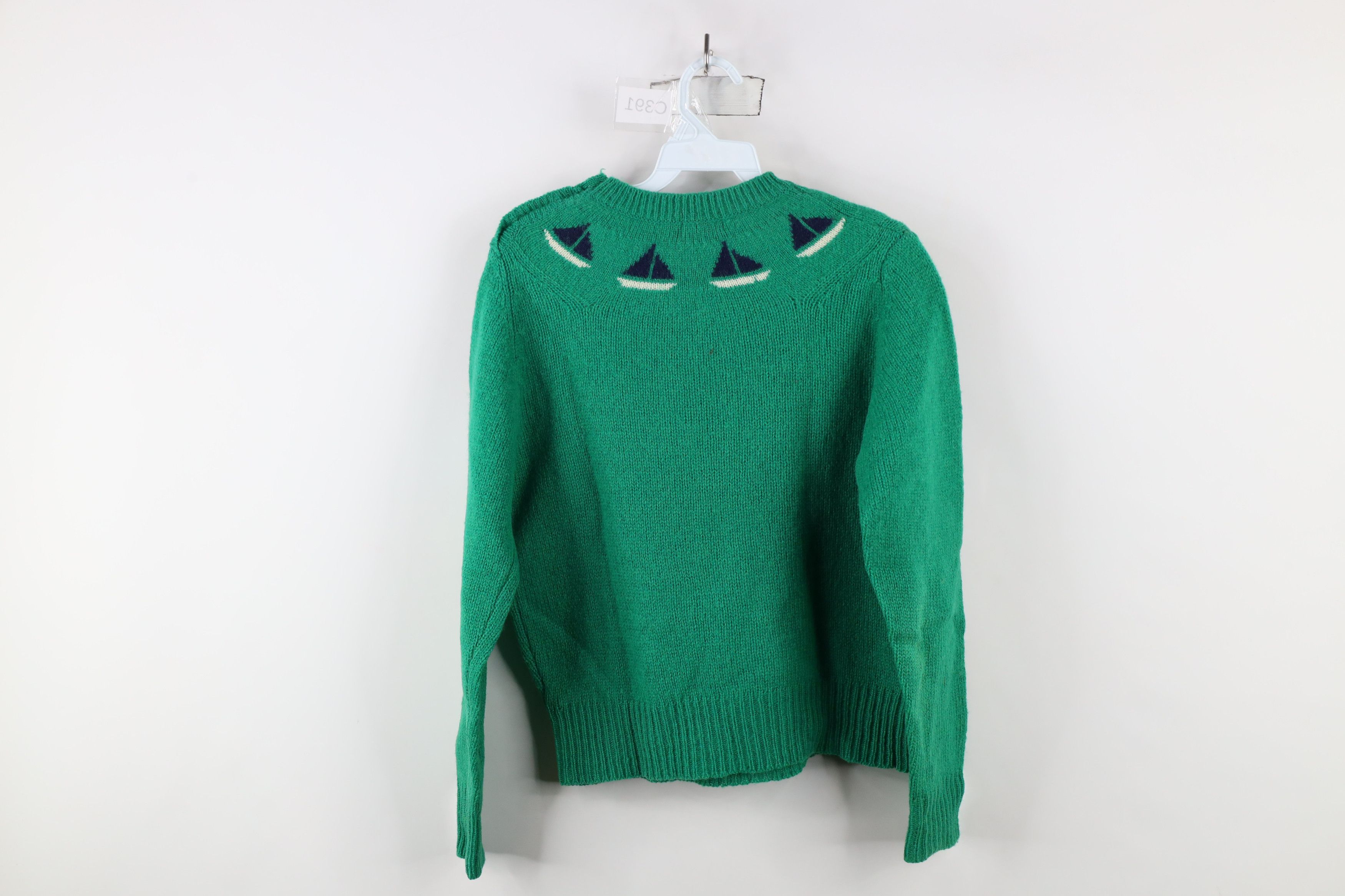 Vintage Vintage 70s Streetwear Sailboat Sailing Sweater Green Size L / US 10 / IT 46 - 10 Thumbnail